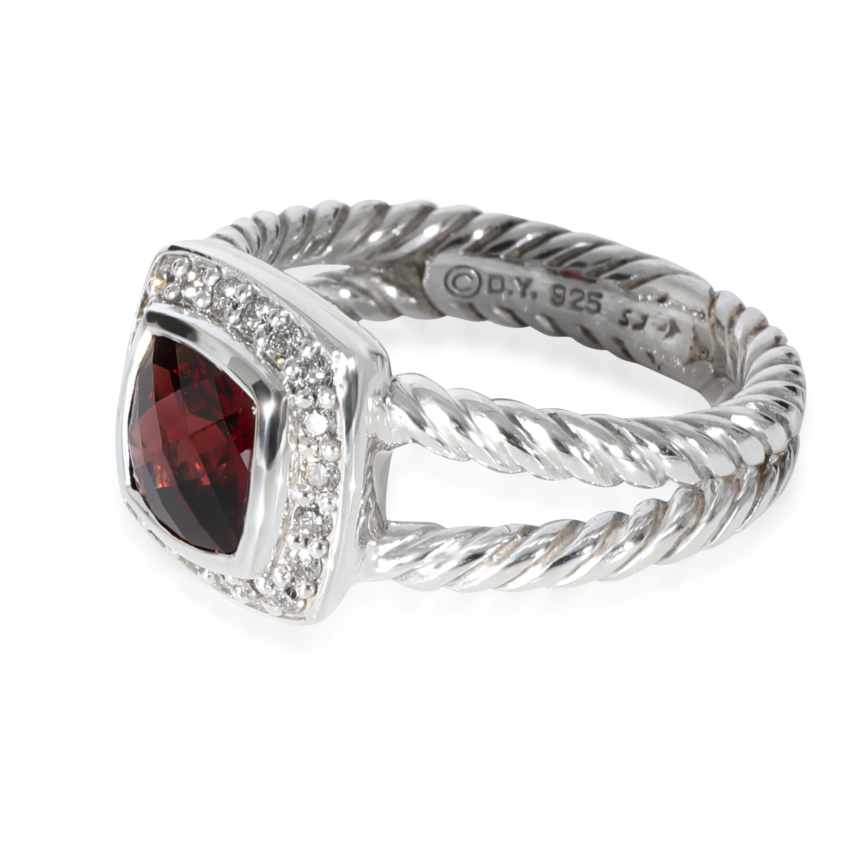 David Yurman Albion Garnet Diamond  Ring in Sterling Silver 0.17 CTW - Image 2
