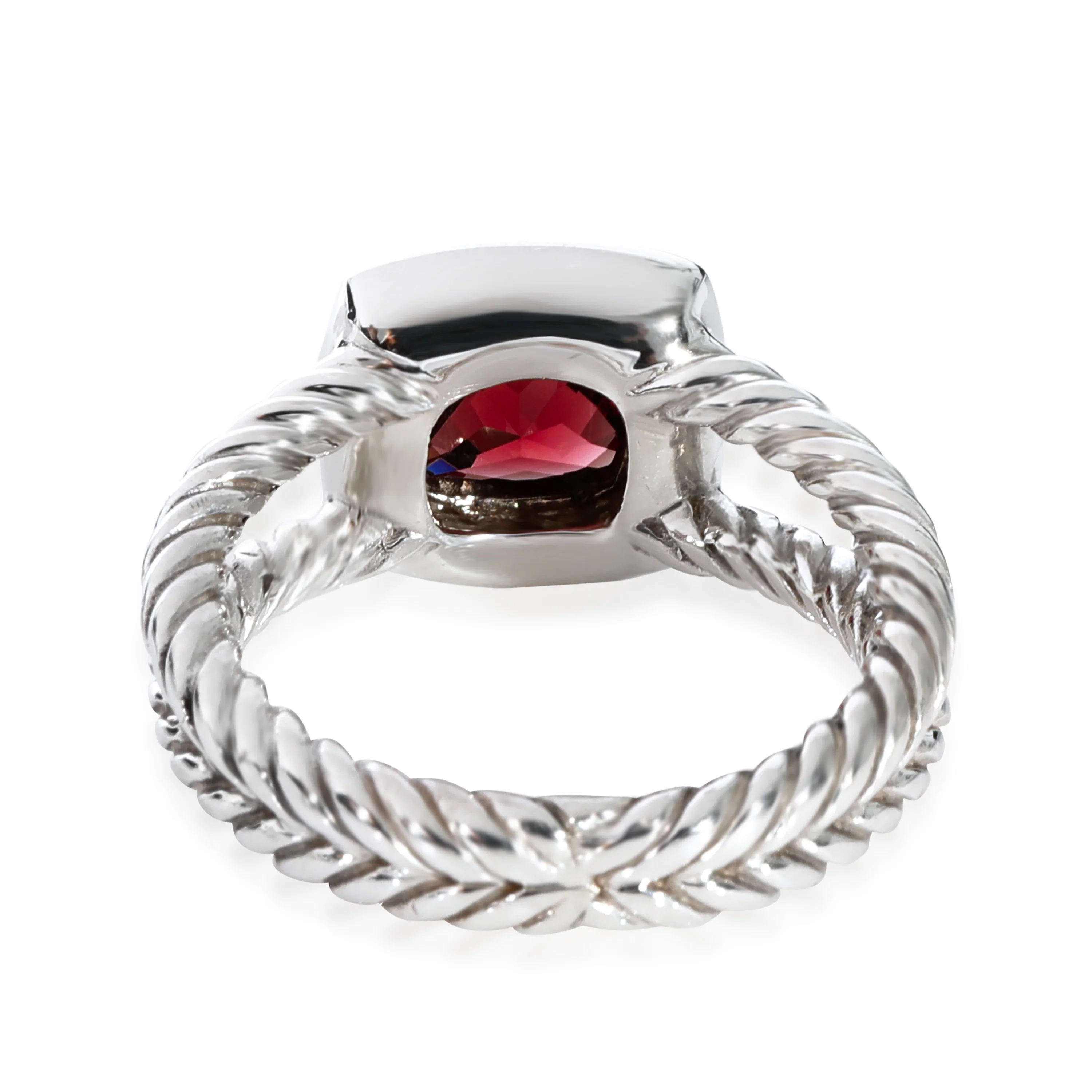 David Yurman Albion Garnet Diamond  Ring in Sterling Silver 0.17 CTW - Image 4