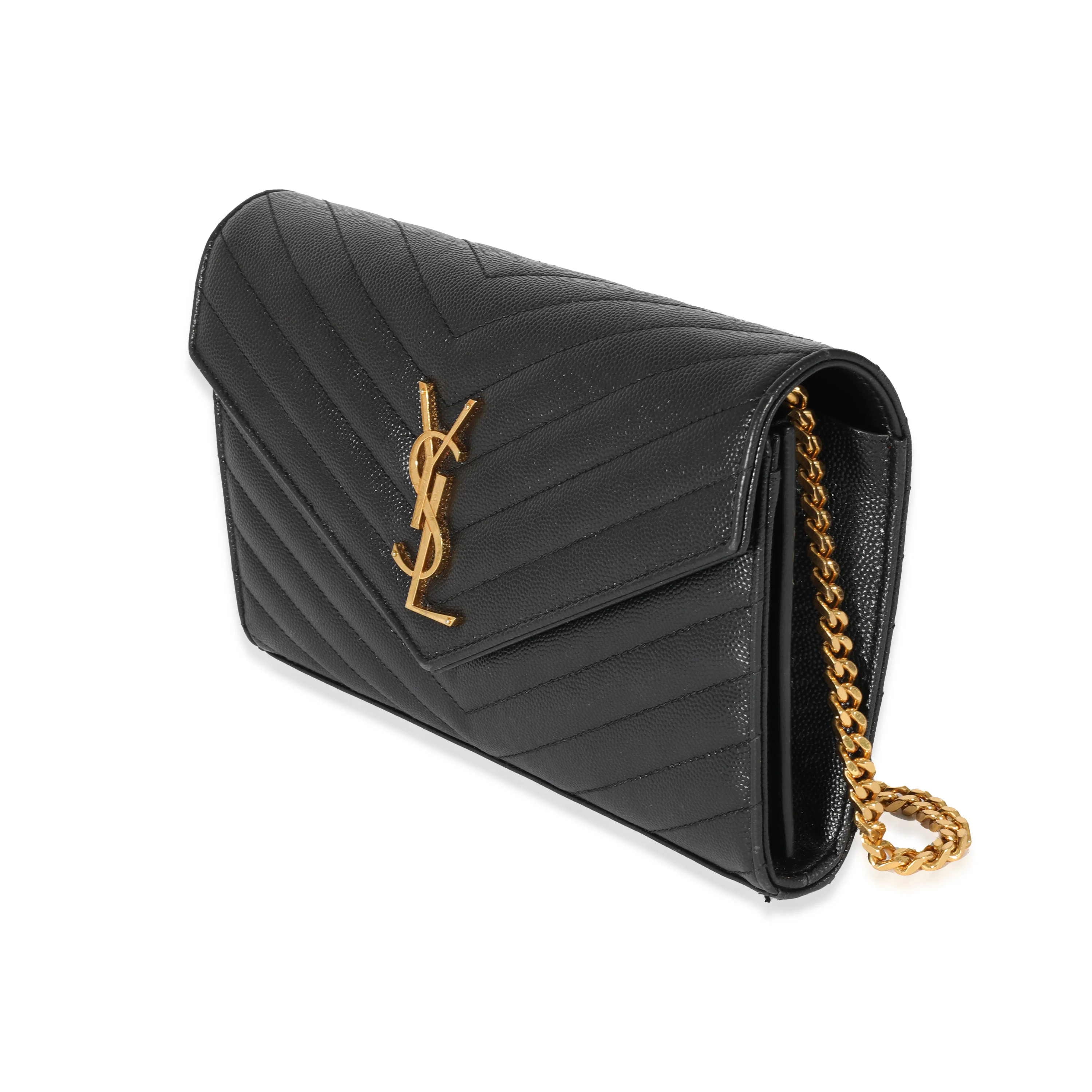Saint Laurent Black Monogram Quilted Cassandre Chain Wallet - Image 2
