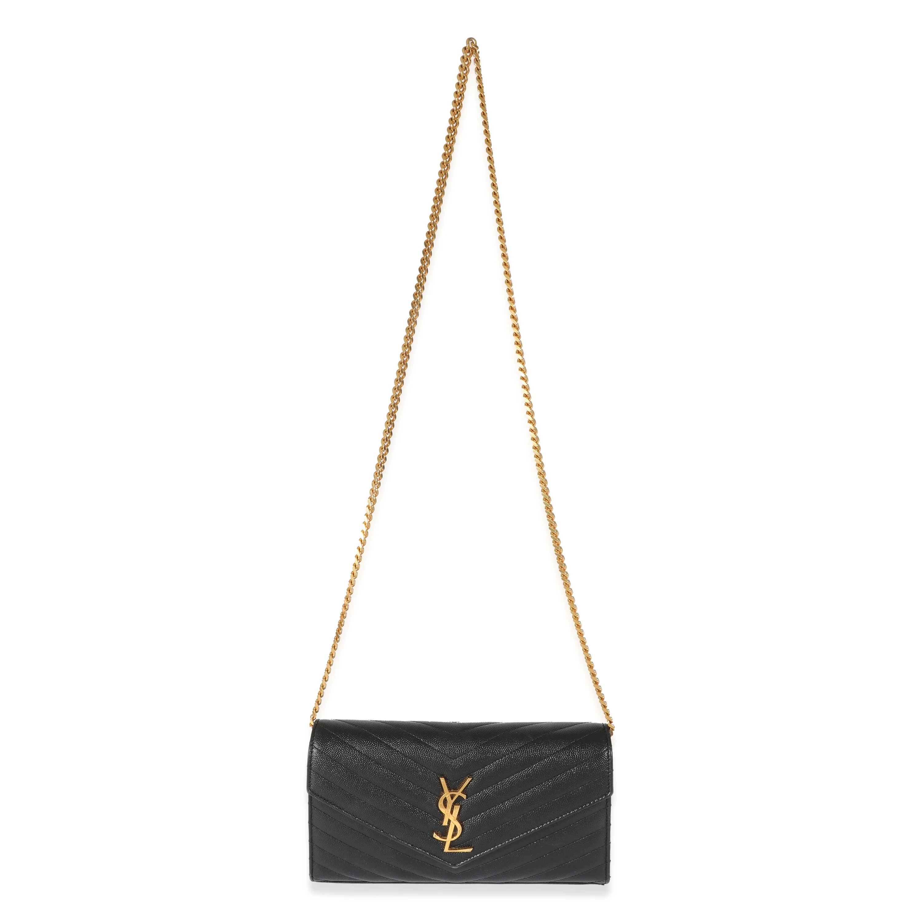 Saint Laurent Black Monogram Quilted Cassandre Chain Wallet - Image 4