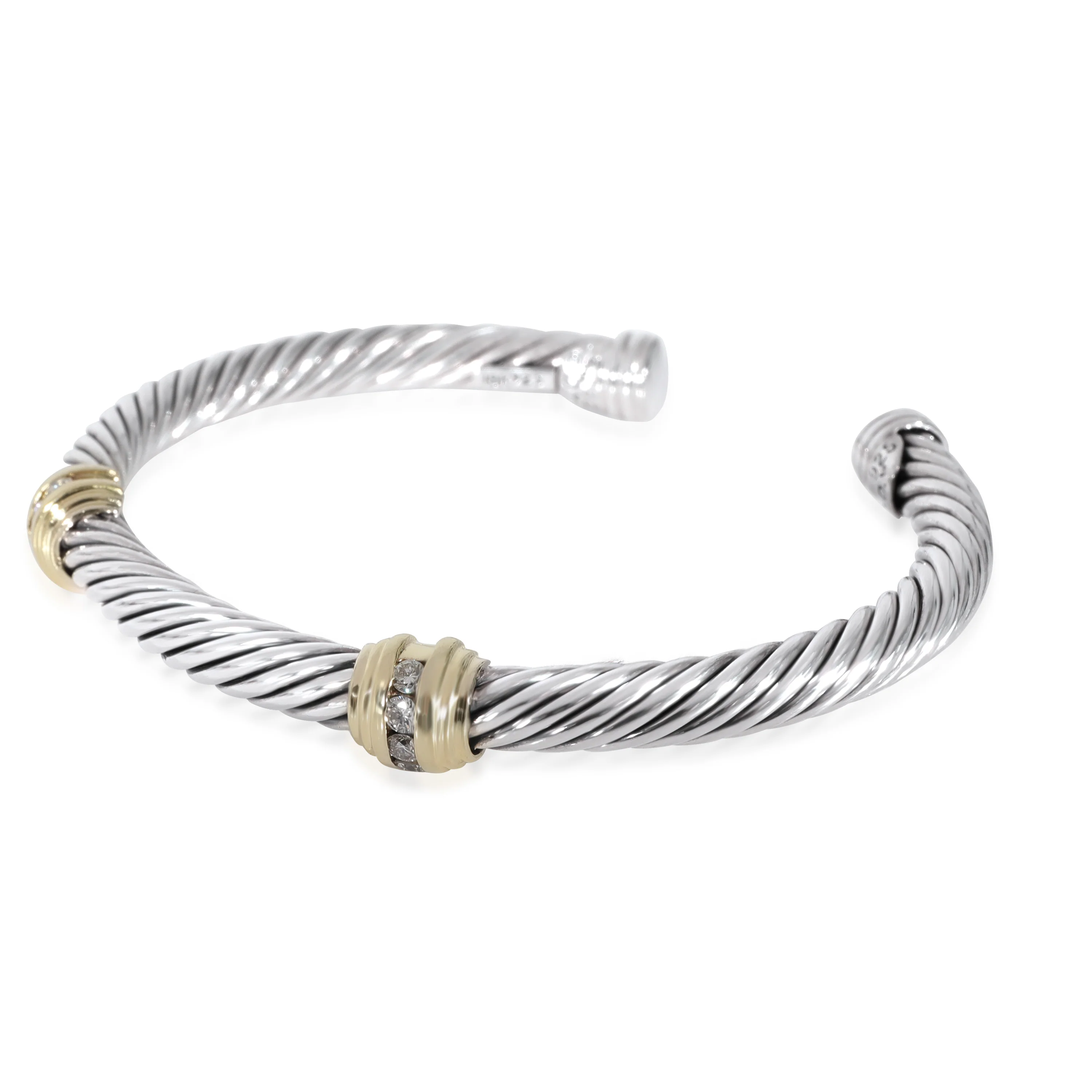 David Yurman Cable Classic Diamond Bracelet in 18k Yellow Gold/Sterling Silver - Image 2