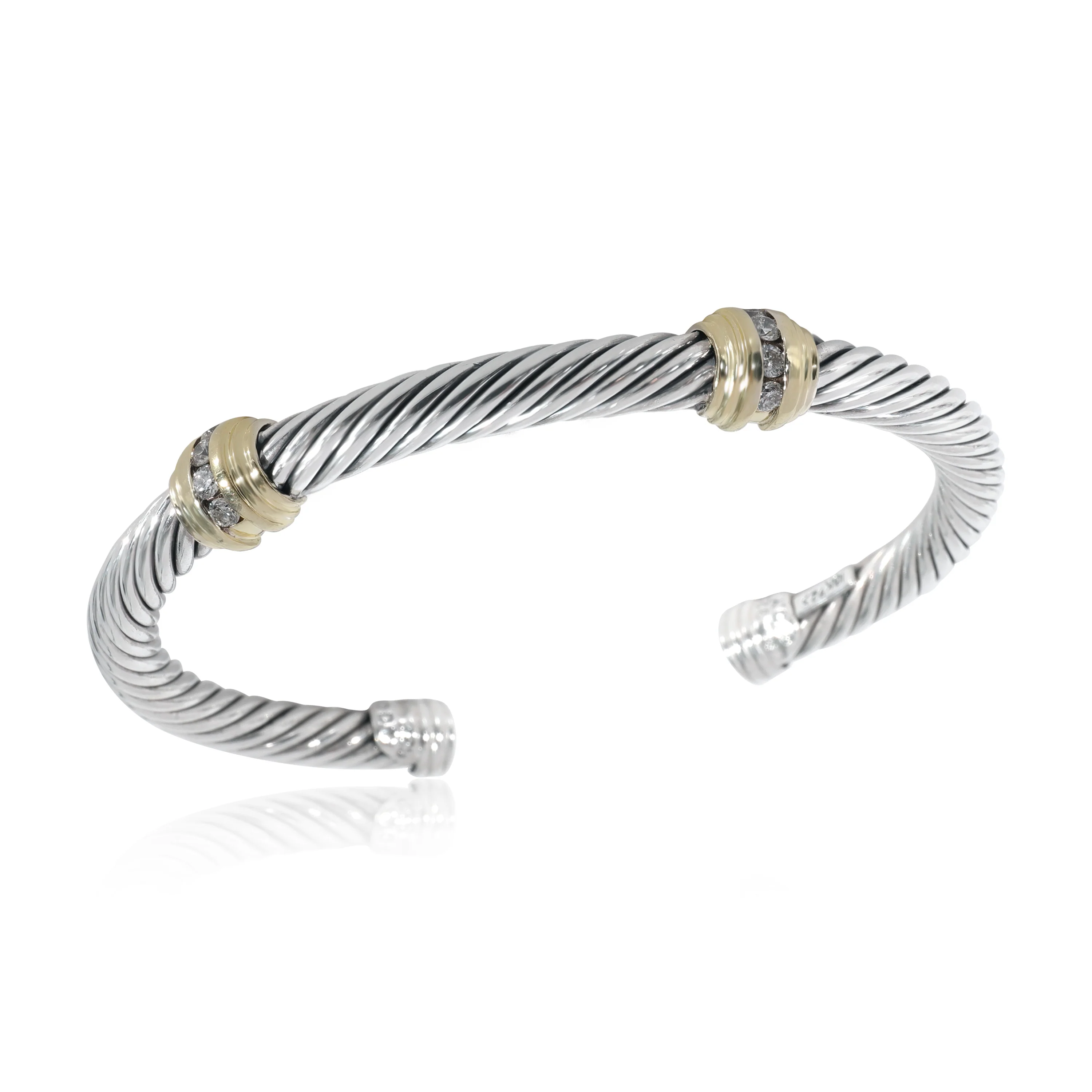 David Yurman Cable Classic Diamond Bracelet in 18k Yellow Gold/Sterling Silver - Image 3