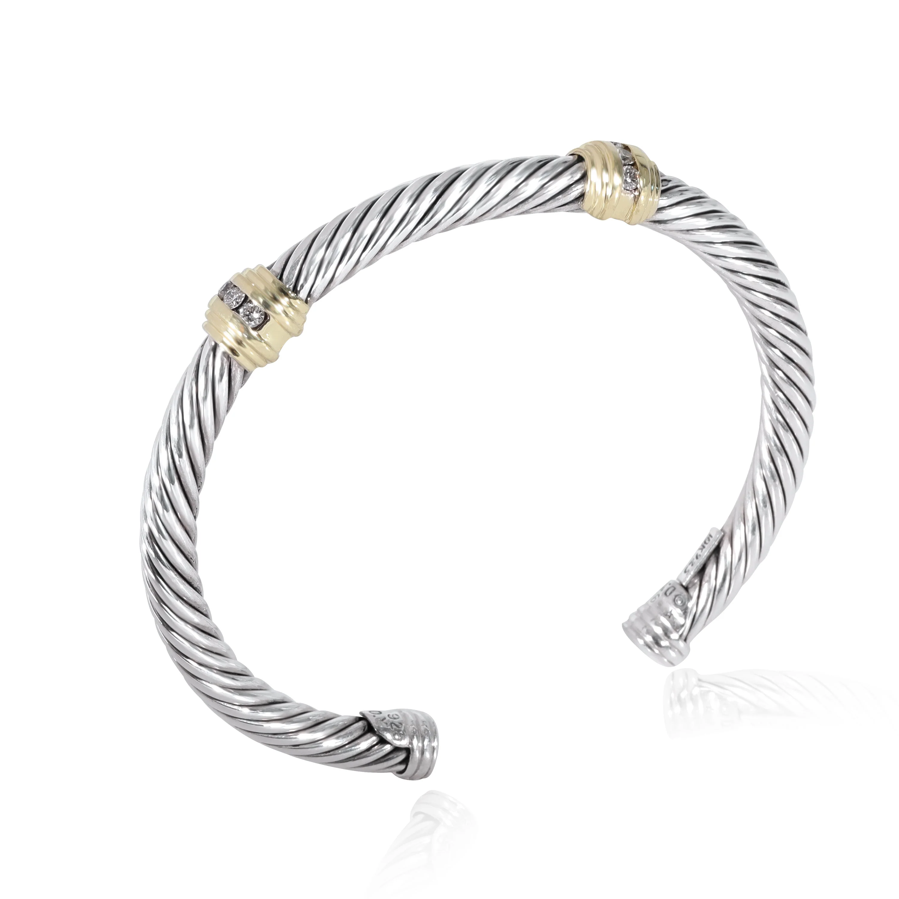 David Yurman Cable Classic Diamond Bracelet in 18k Yellow Gold/Sterling Silver - Image 5