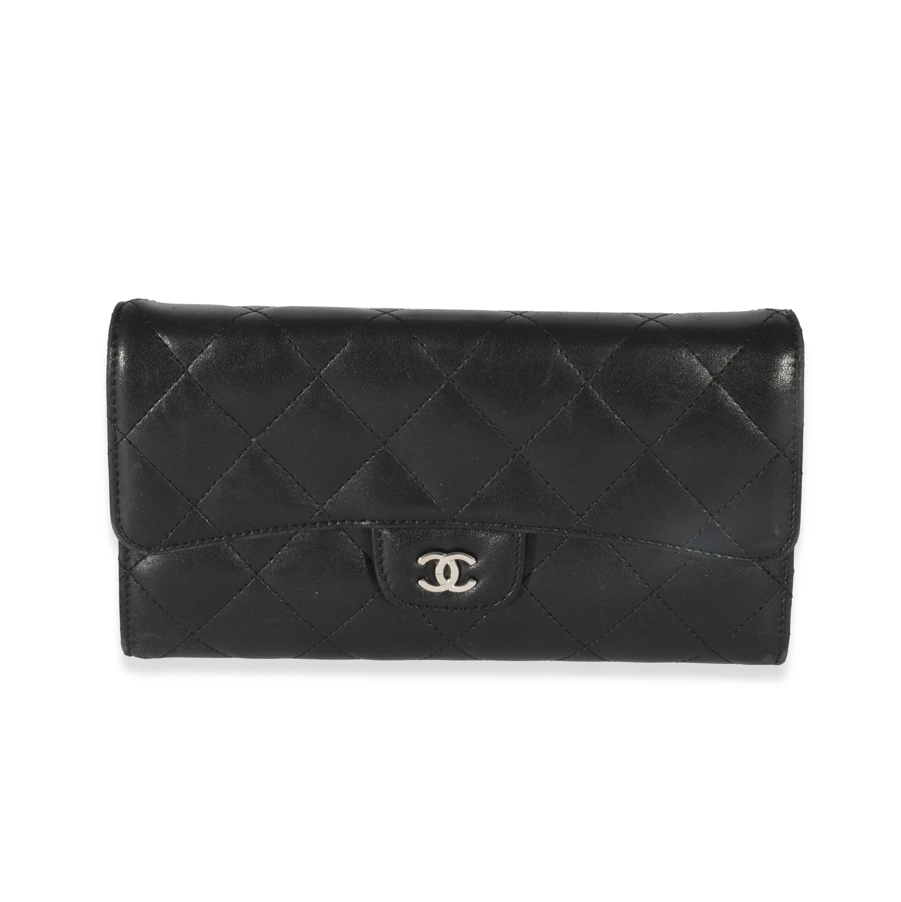 Chanel Black Lambskin Classic Long Wallet