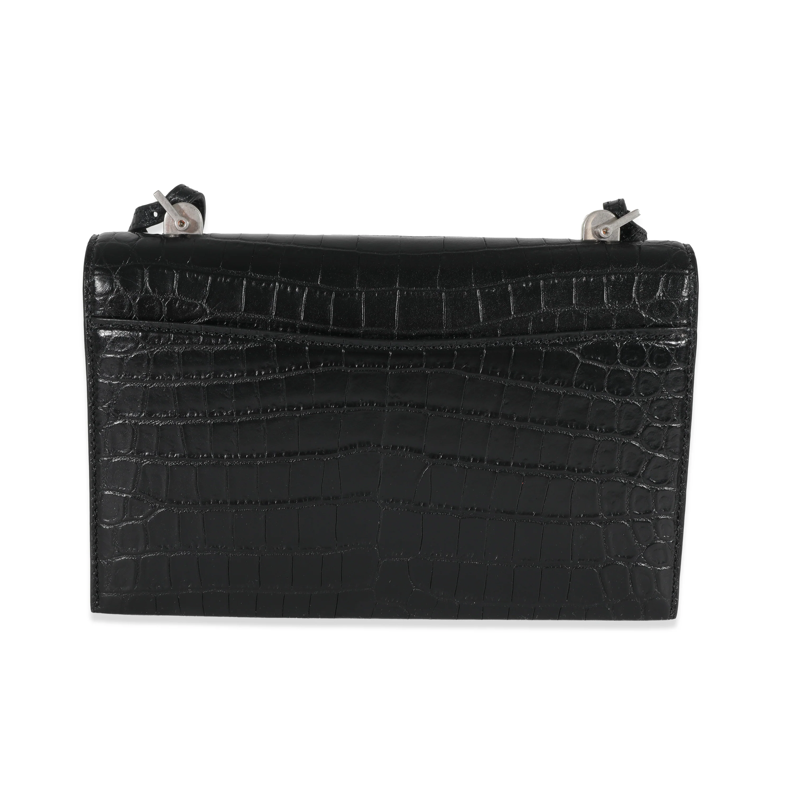Saint Laurent Black Croc Embossed Babylone Bag - Image 3