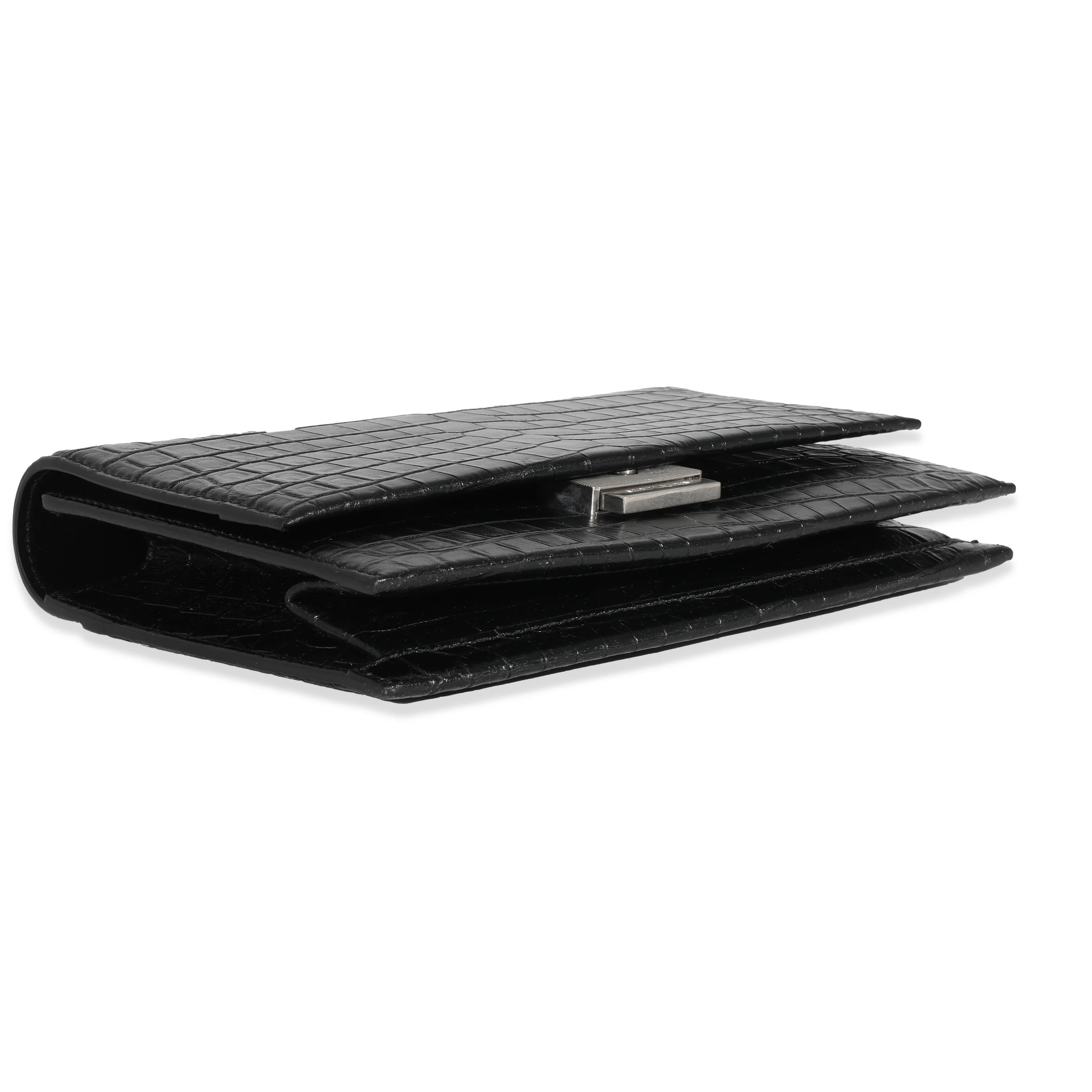Saint Laurent Black Croc Embossed Babylone Bag - Image 6
