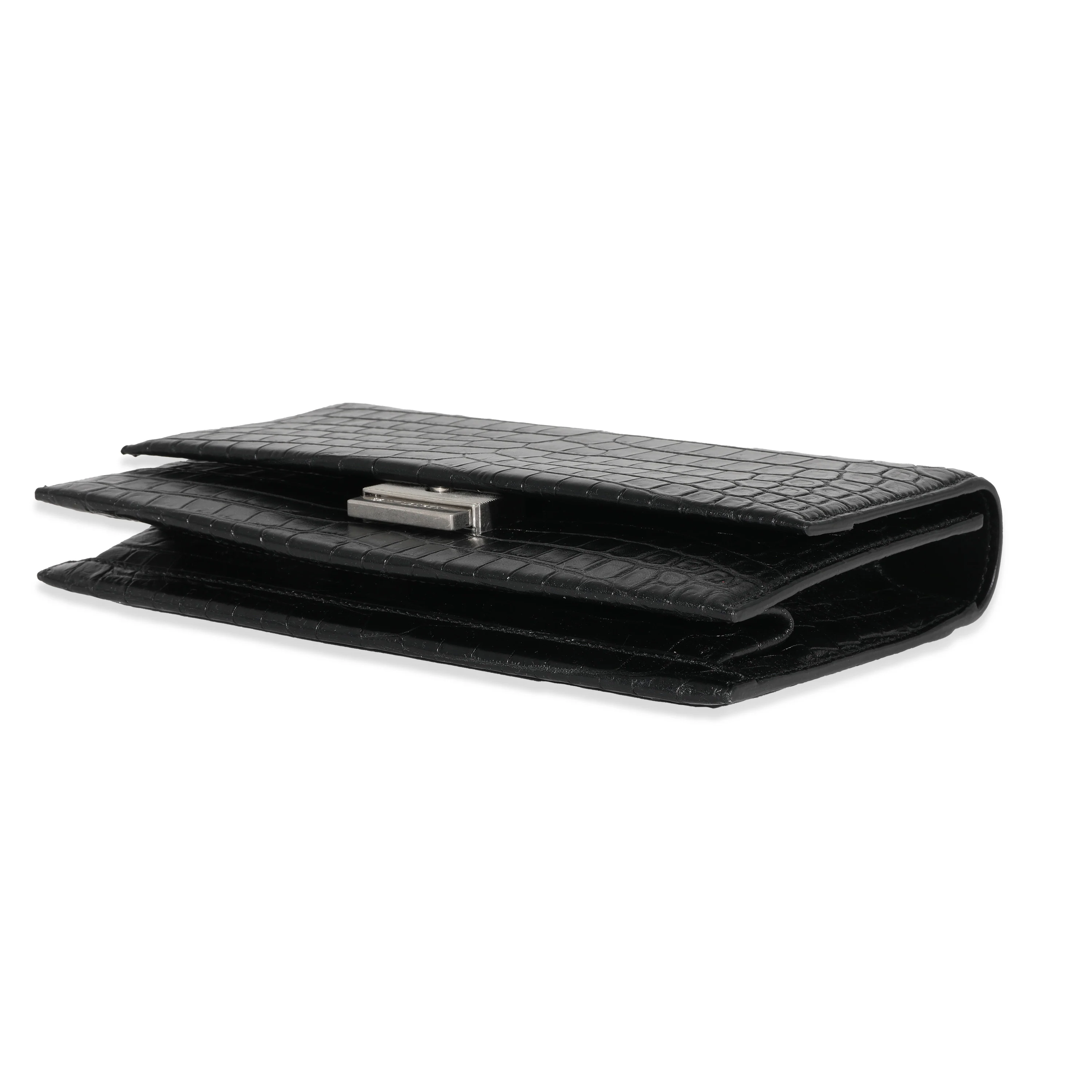Saint Laurent Black Croc Embossed Babylone Bag - Image 7