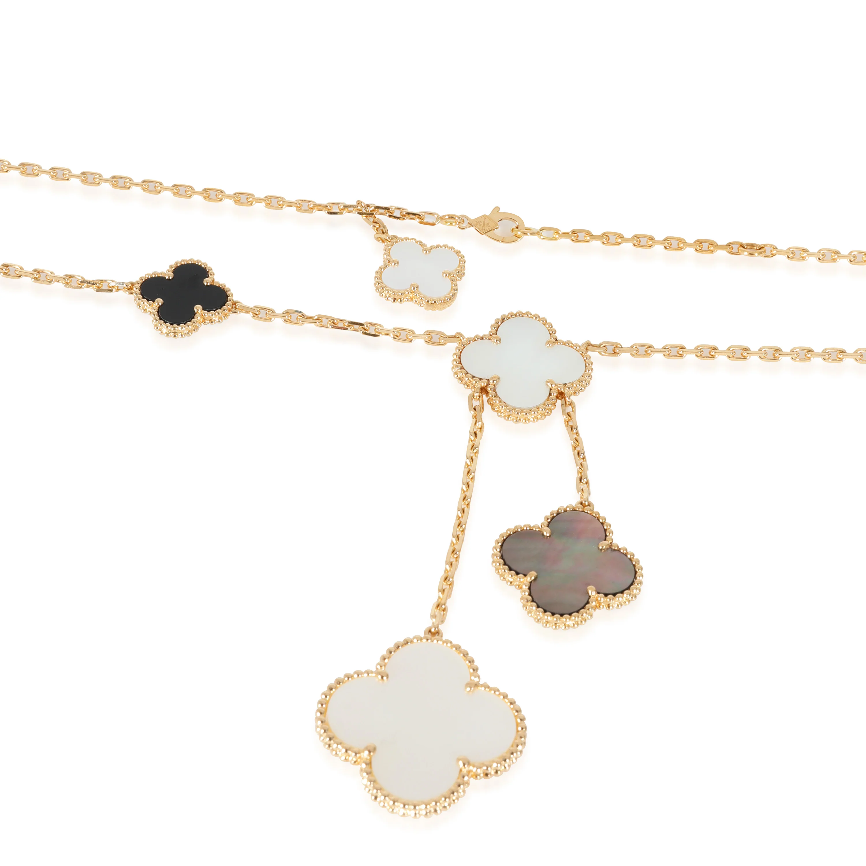 Van Cleef & Arpels Magic Alhambra Mother Of Pearl, & Onyx Necklace in 18k. - Image 3