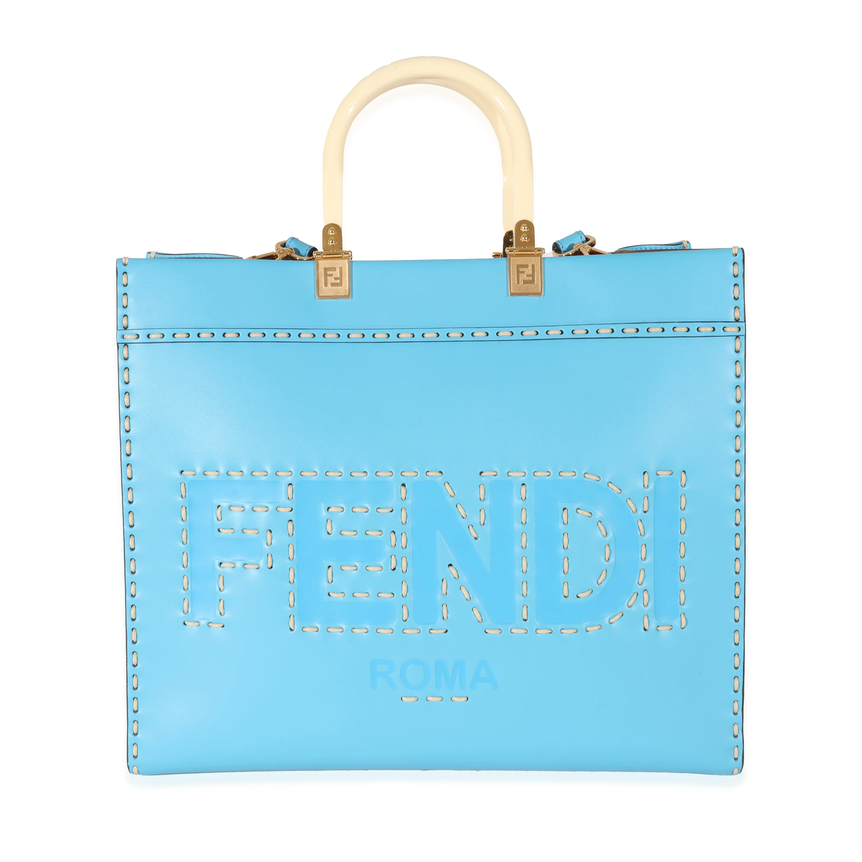 Fendi Blue Leather Medium Sunshine Tote