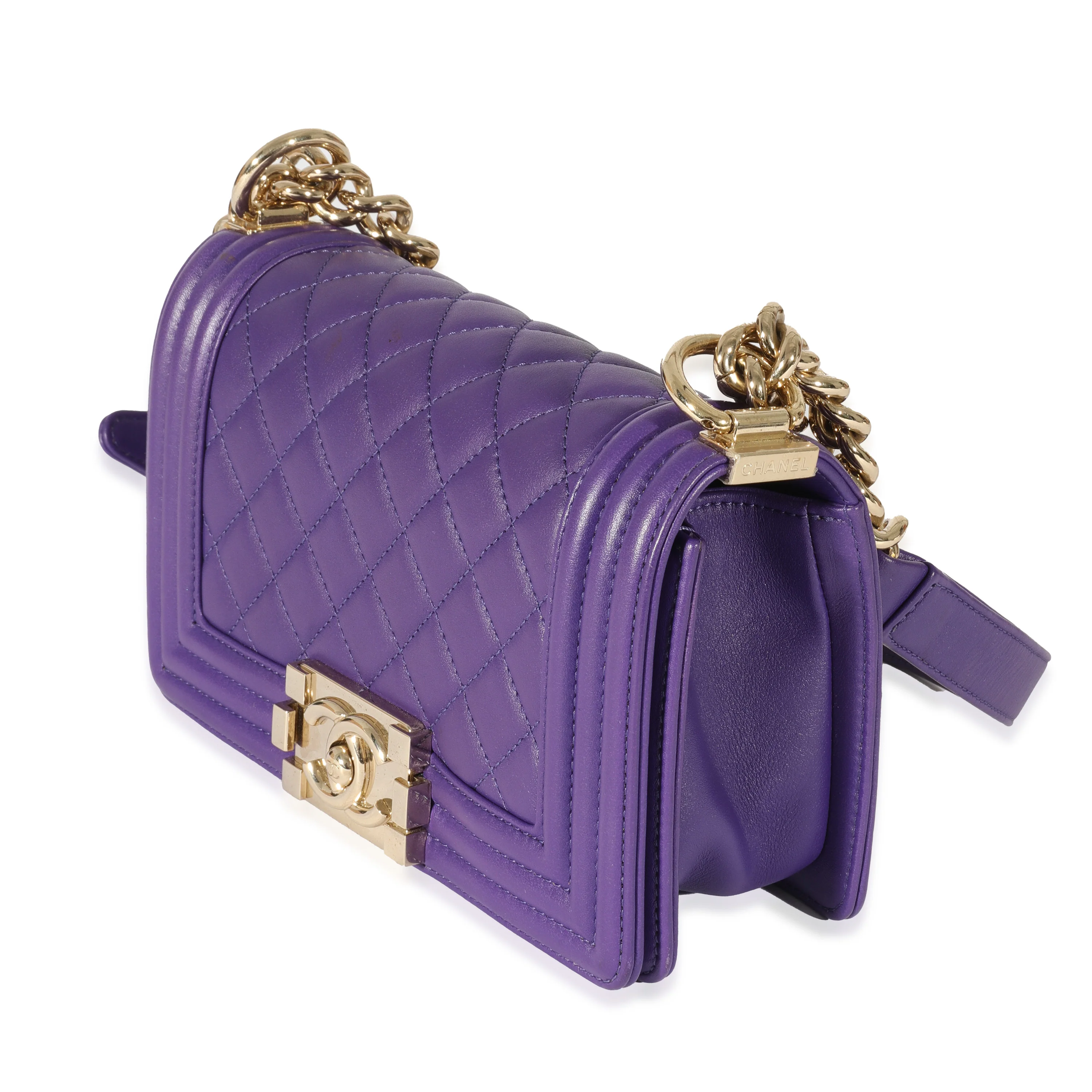 Chanel Purple Lambskin Small Boy Bag - Image 2