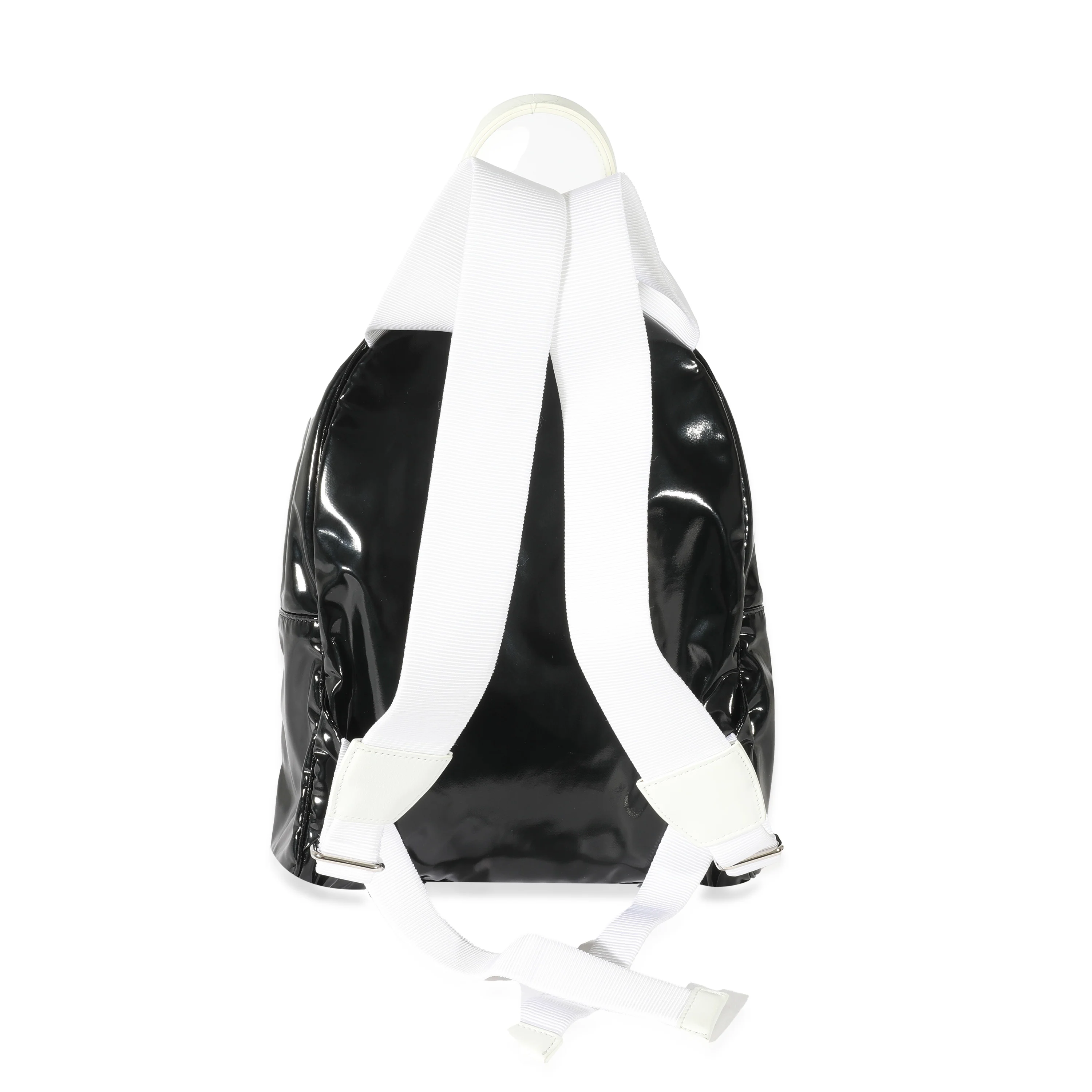 Black White Vinyl Small La Pausa Backpack - Image 3