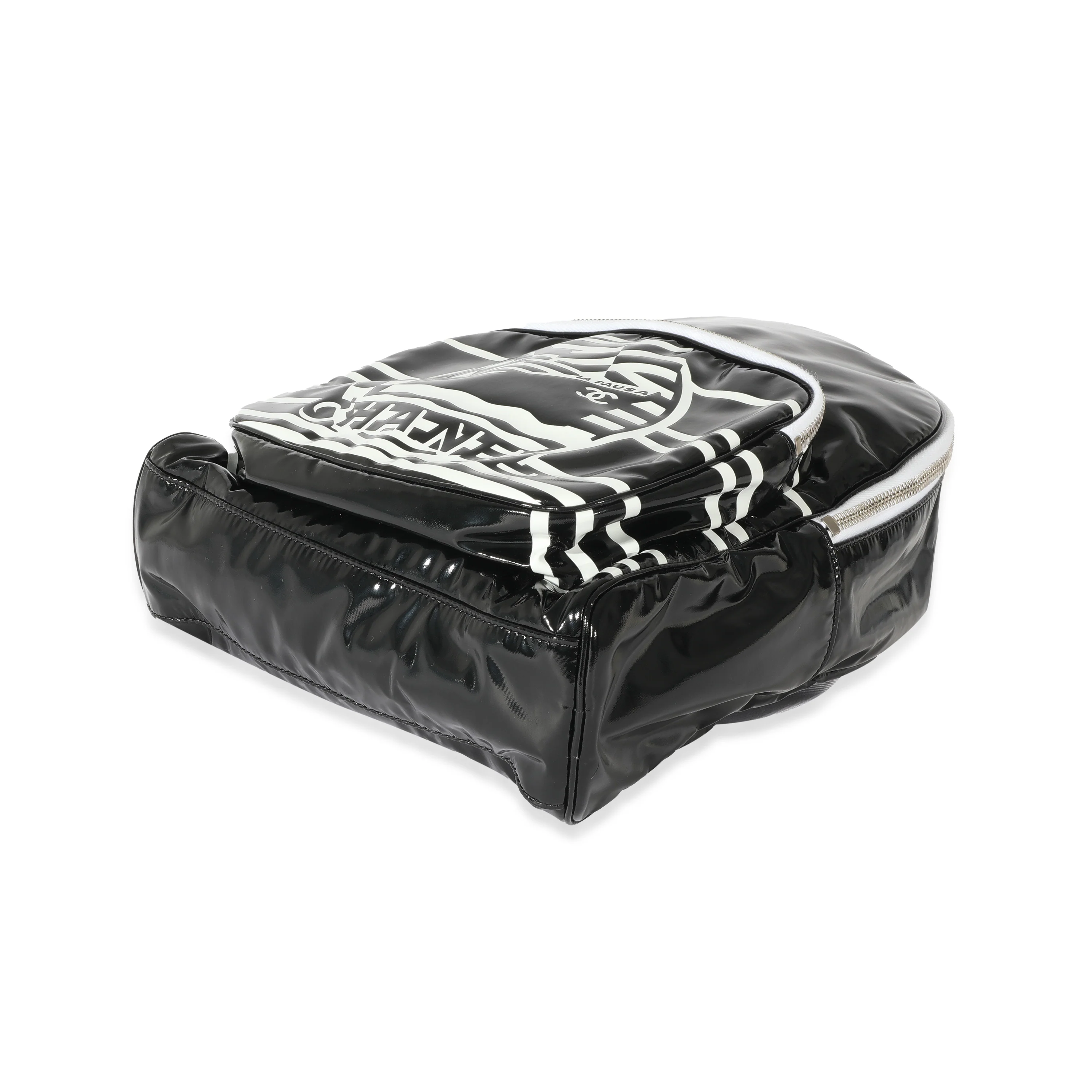 Black White Vinyl Small La Pausa Backpack - Image 5