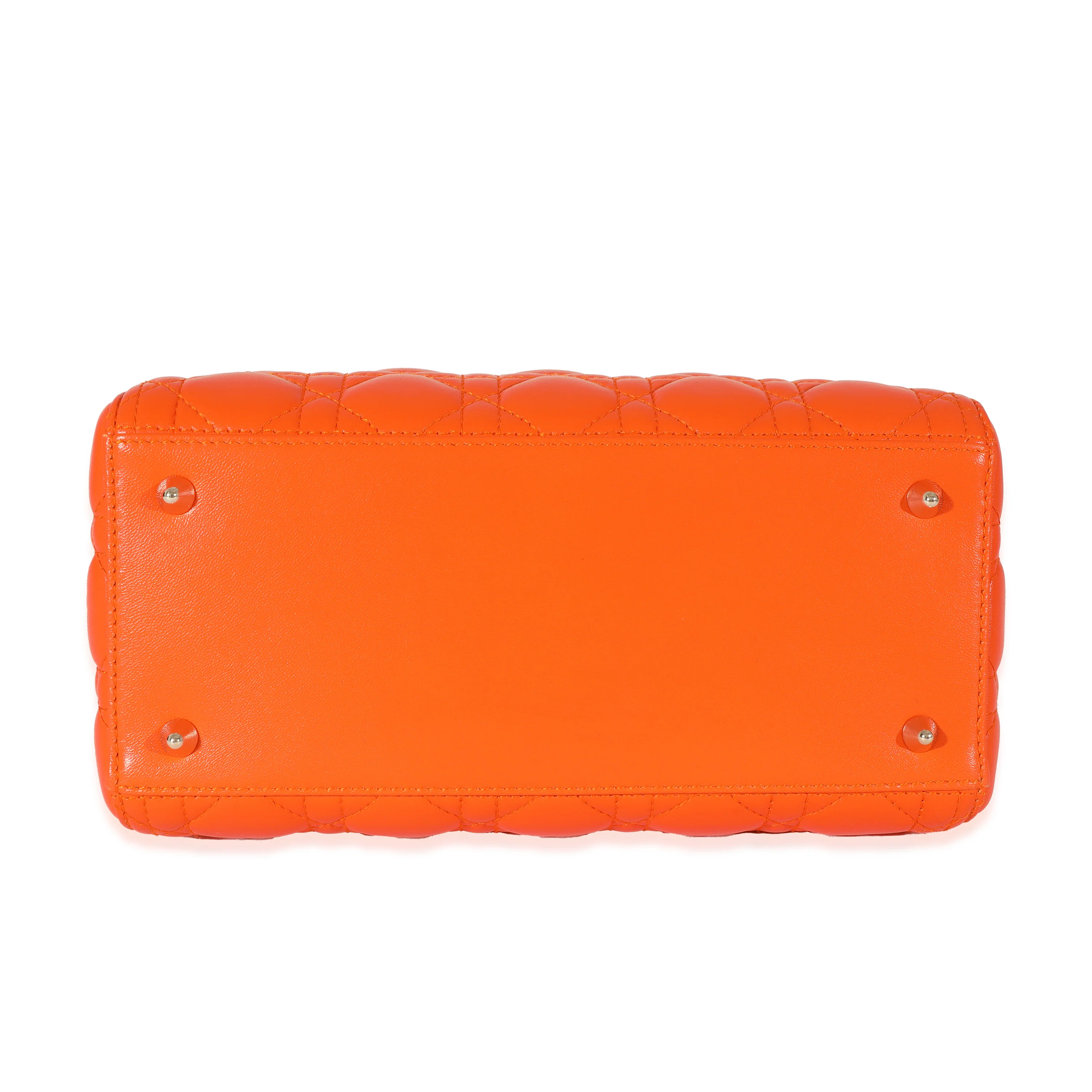 Christian Dior Orange Cannage Lambskin Medium Lady Dior - Image 5