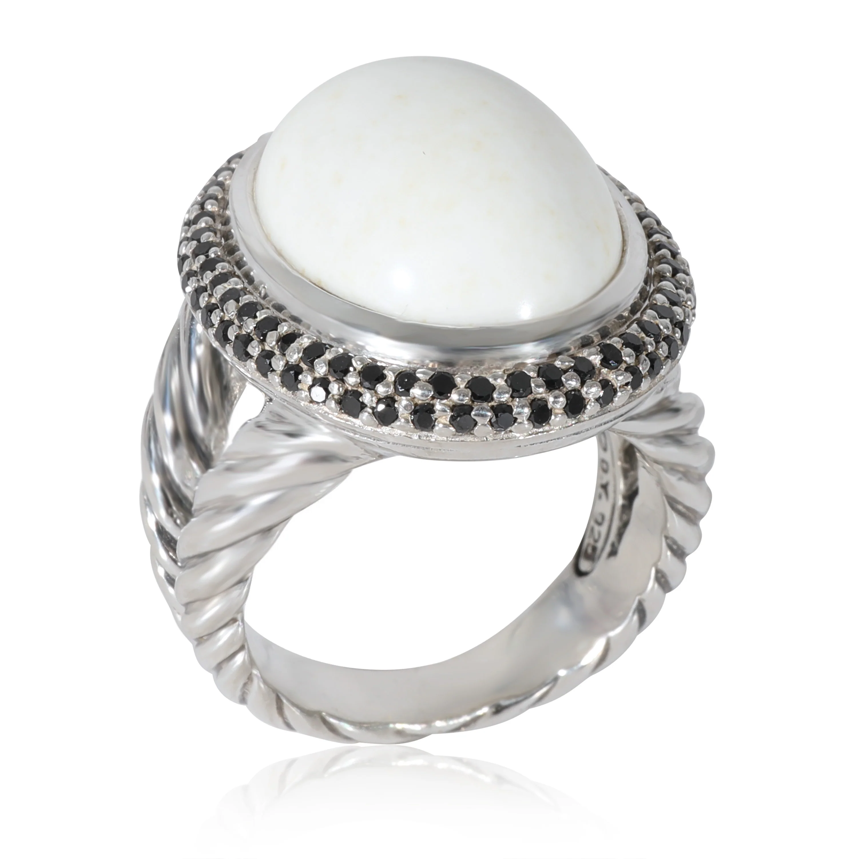Cerise White Agate Diamond Ring in Sterling Silver White 0.5 CTW - Image 4