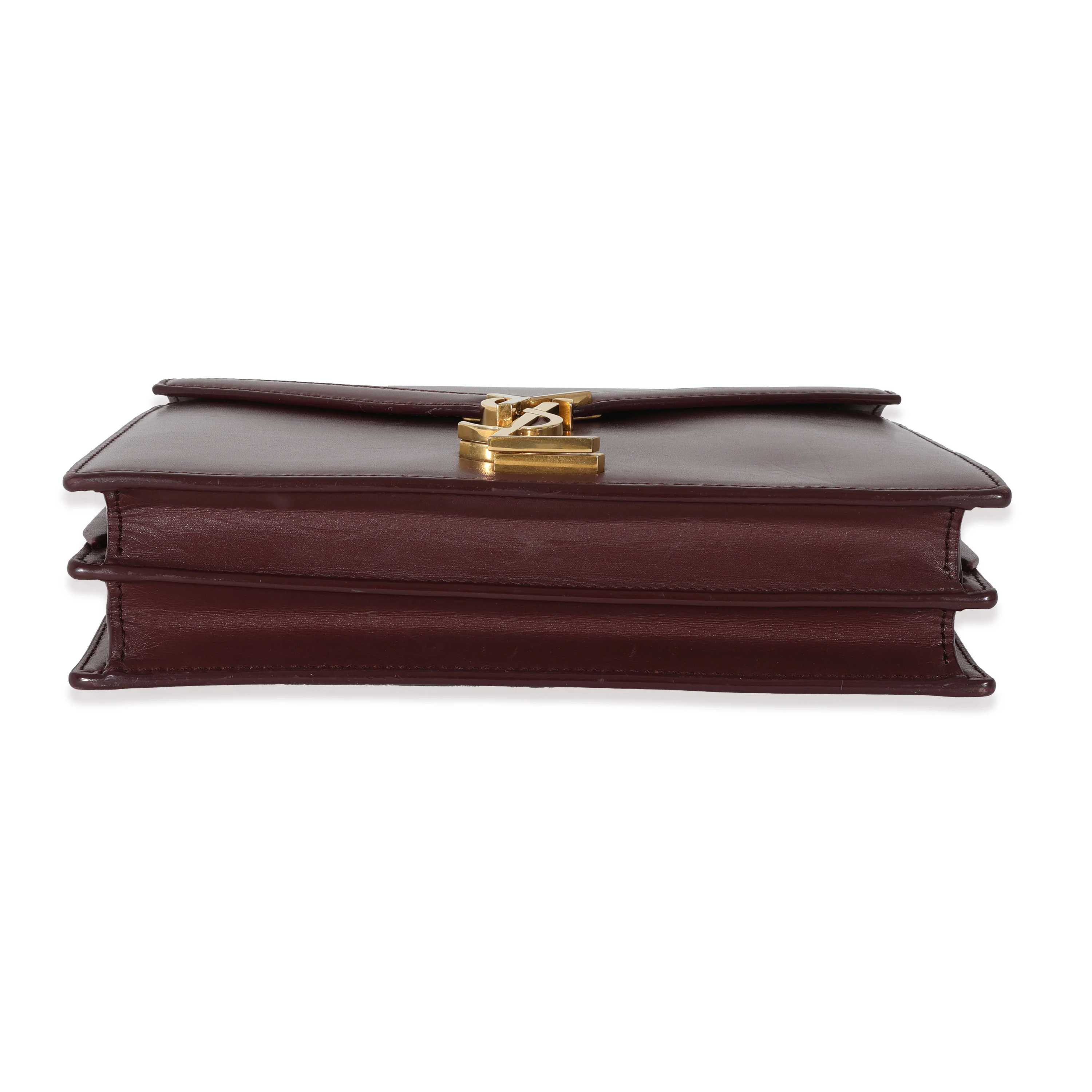 Saint Laurent Burgundy Leather Cassandra Monogram Clasp Bag - Image 5