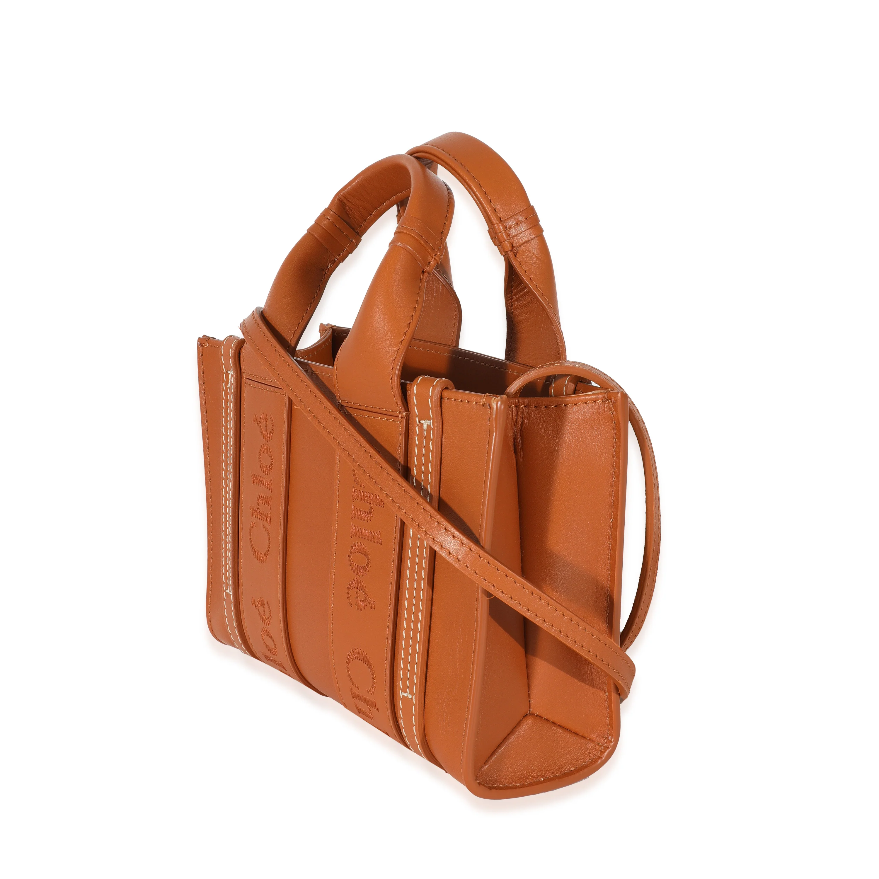 Chloe Brown Leather Mini Woody Tote - Image 2