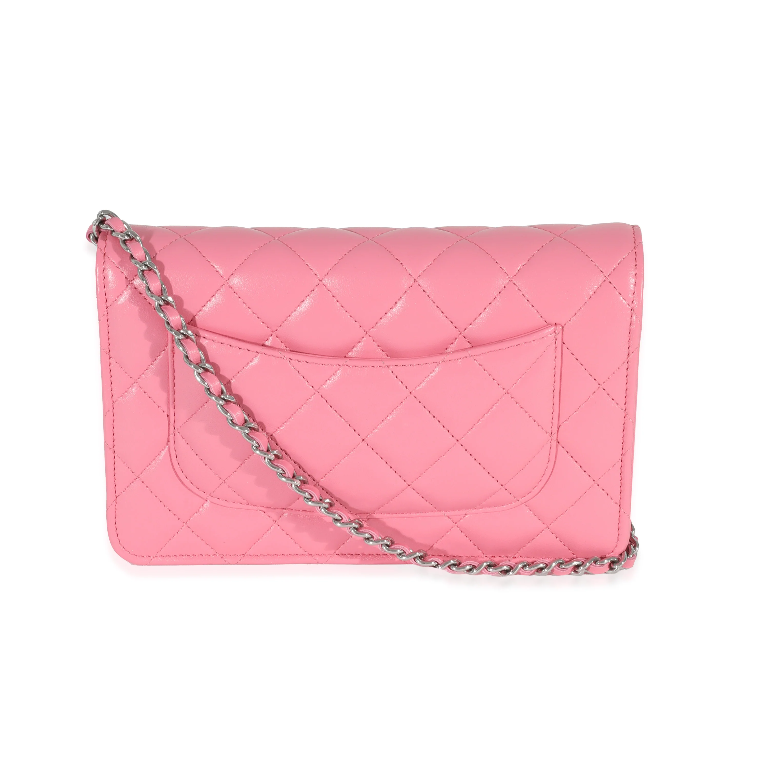 Chanel Pink Lambskin Wallet On Chain - Image 3