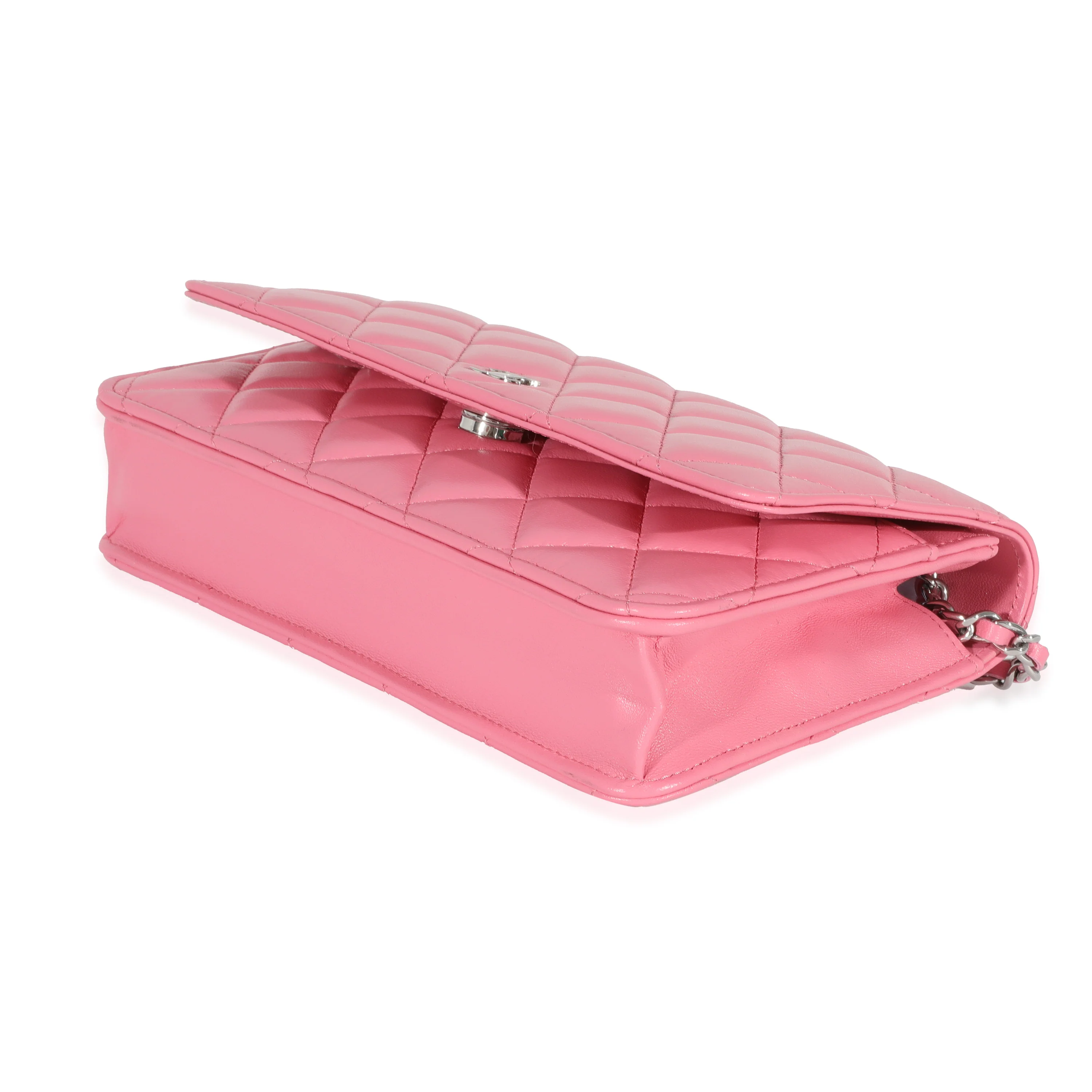 Chanel Pink Lambskin Wallet On Chain - Image 7