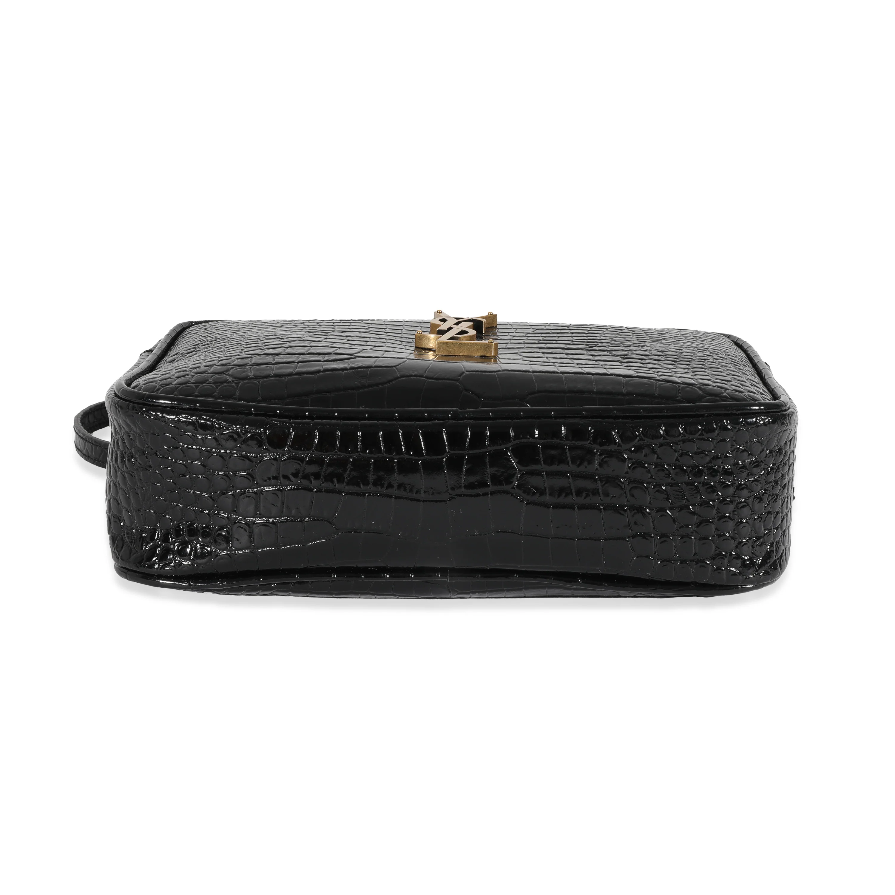 Saint Laurent Black Croc Embossed Lou Camera Bag - Image 5