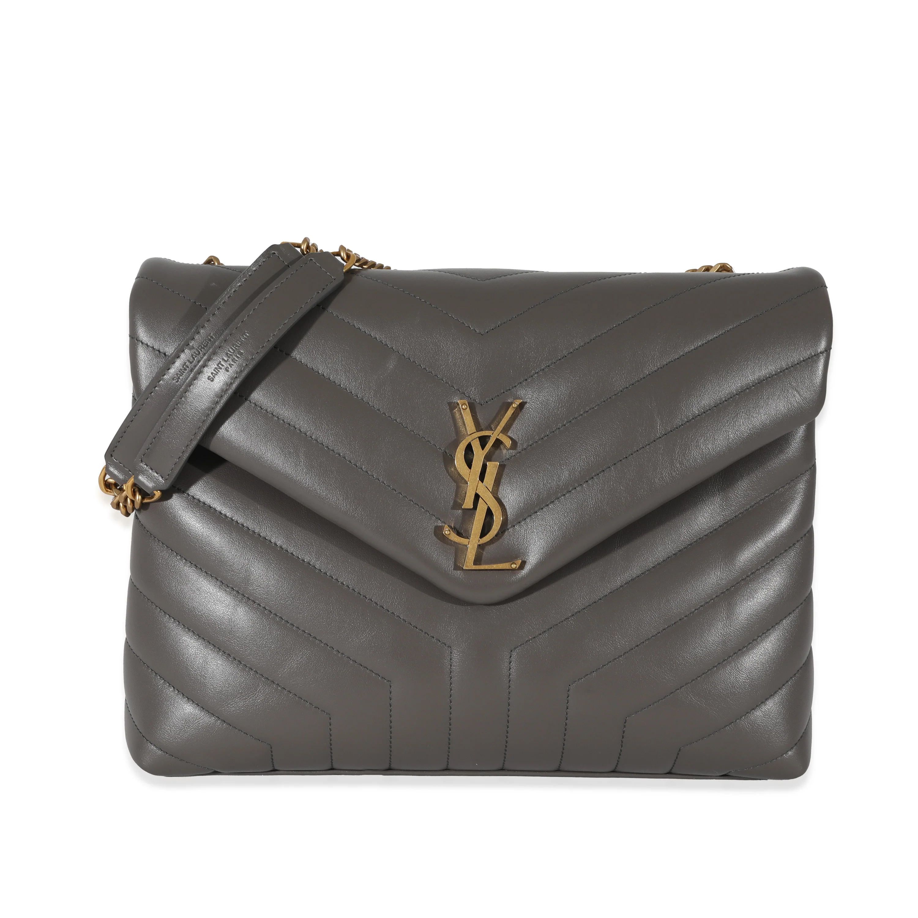 Saint Laurent Grey Smooth Leather Medium Loulou