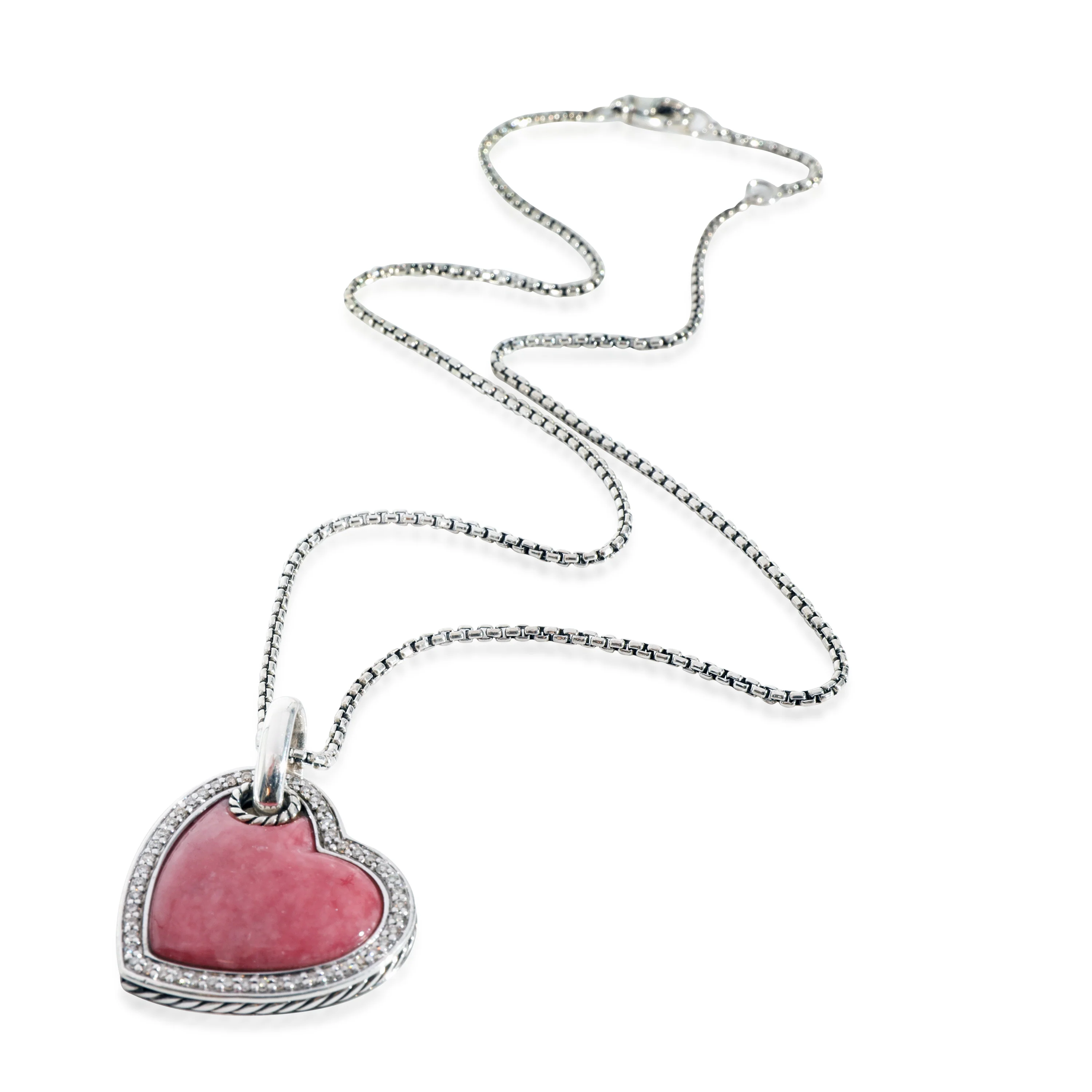David Yurman Rhodolite & Diamond Heart Pendant in Sterling Silver 0.4 CTW - Image 2