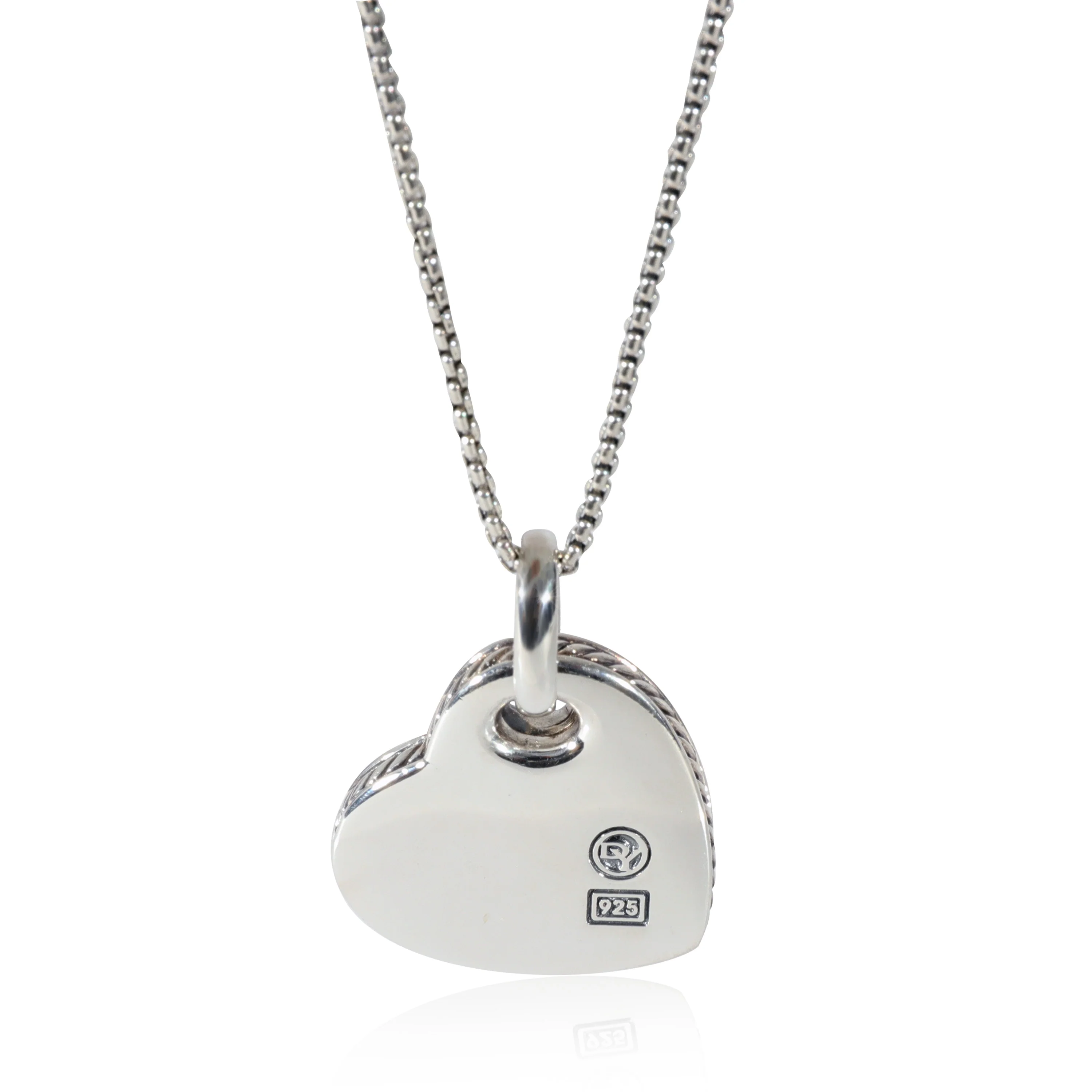 David Yurman Rhodolite & Diamond Heart Pendant in Sterling Silver 0.4 CTW - Image 3