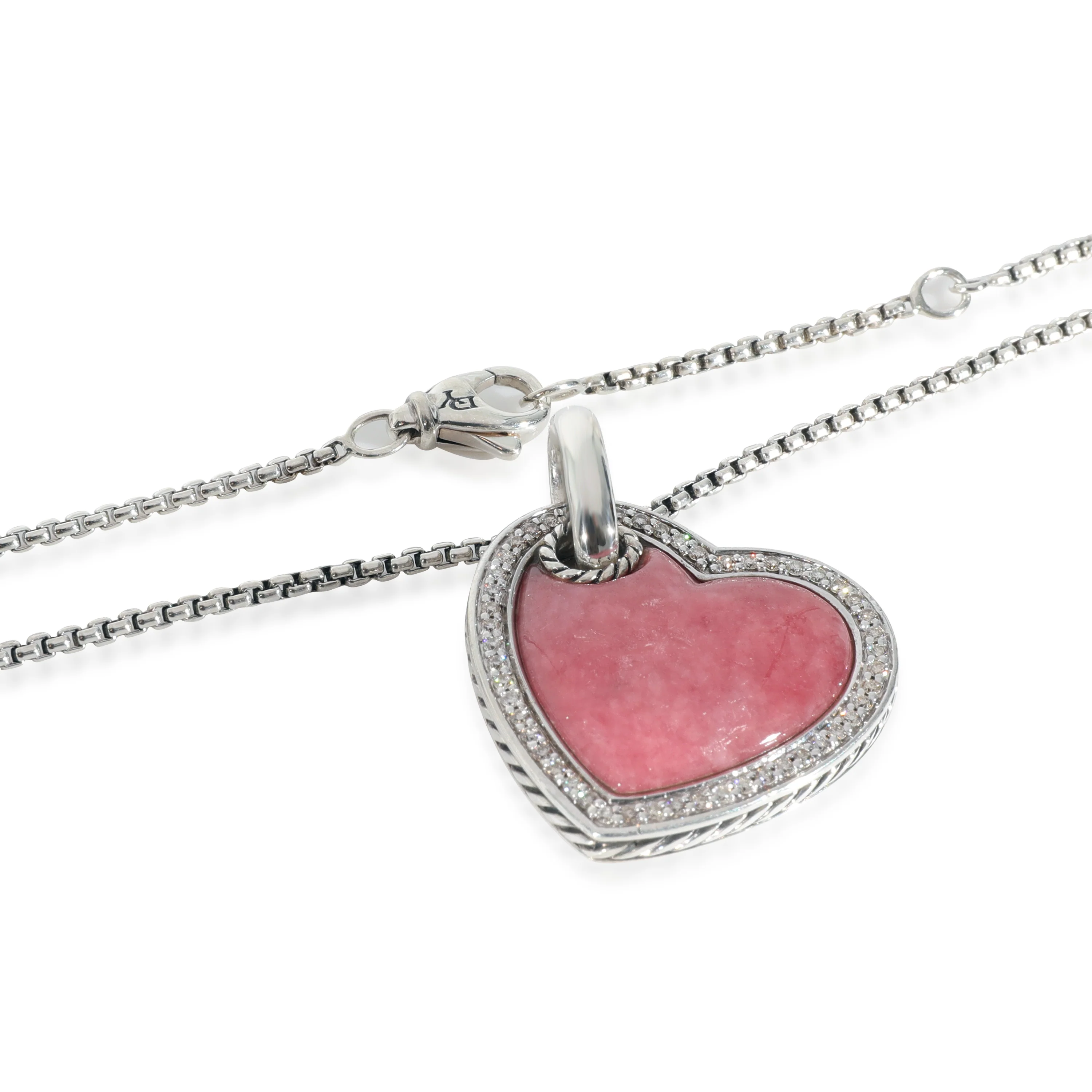 David Yurman Rhodolite & Diamond Heart Pendant in Sterling Silver 0.4 CTW - Image 4