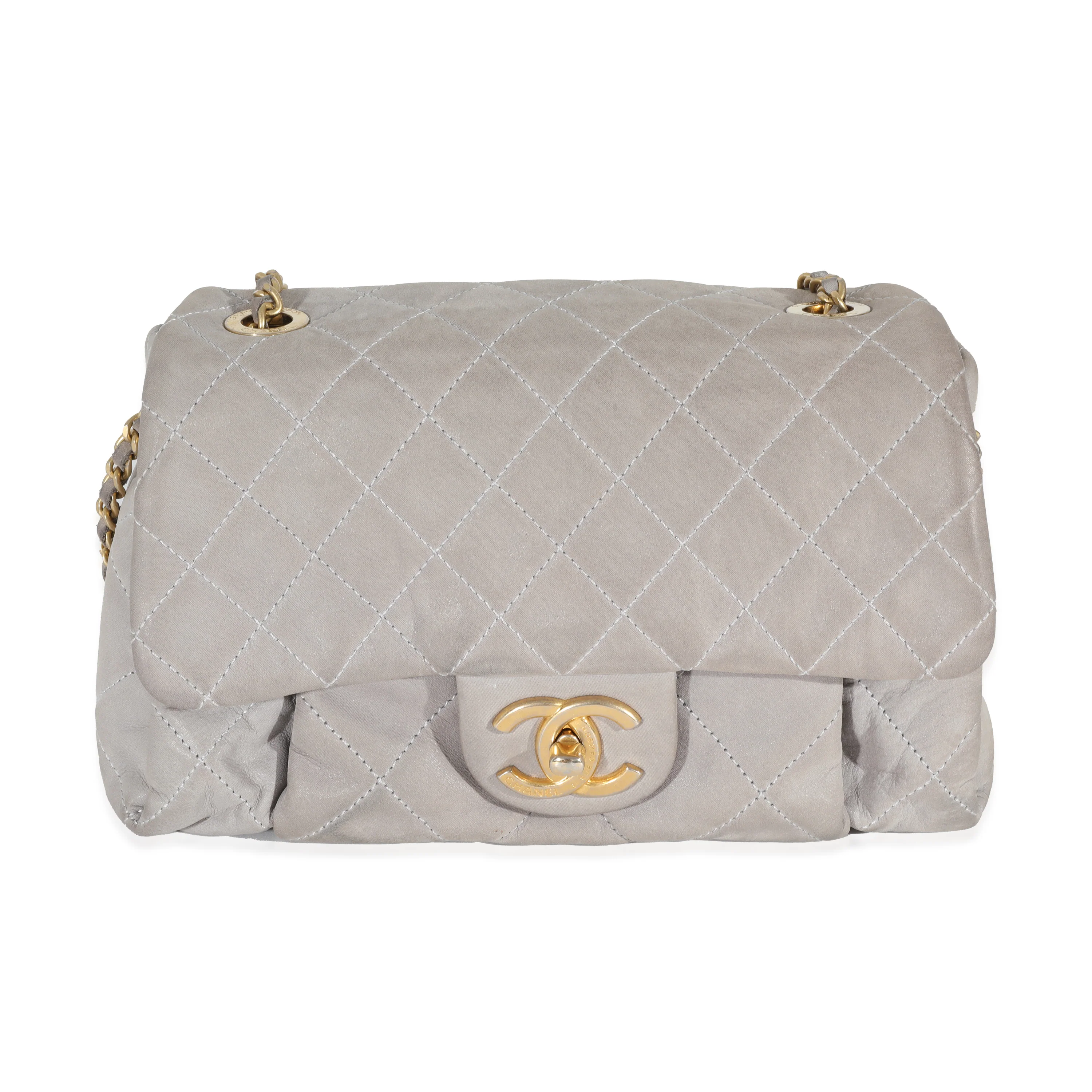 Chanel Grey Iridescent Calfskin Chic Accordion Small Flap Bag
