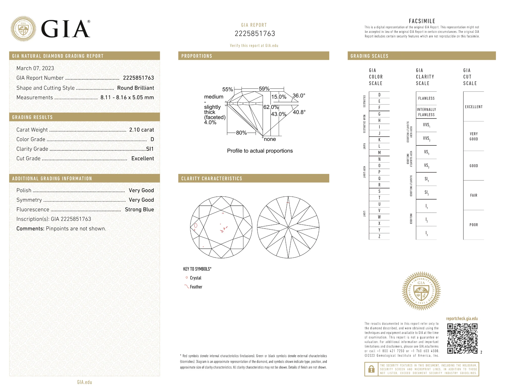 GIA Certified 2.10 Ct Round cut D SI1 Loose Diamond - Image 2