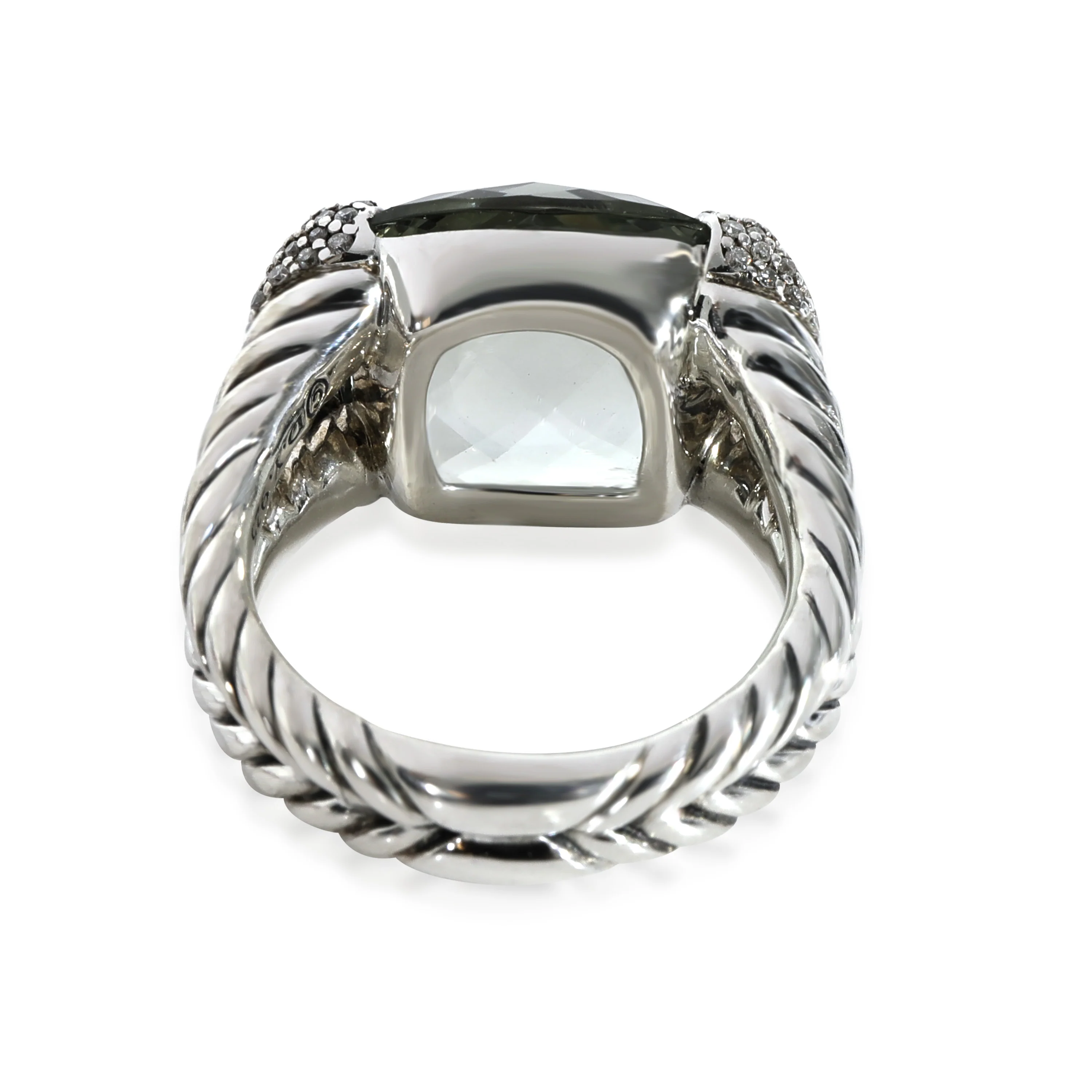 David Yurman Willow Ring With Prasiolite & Diamonds in Sterling Silver 0.33 CTW - Image 4
