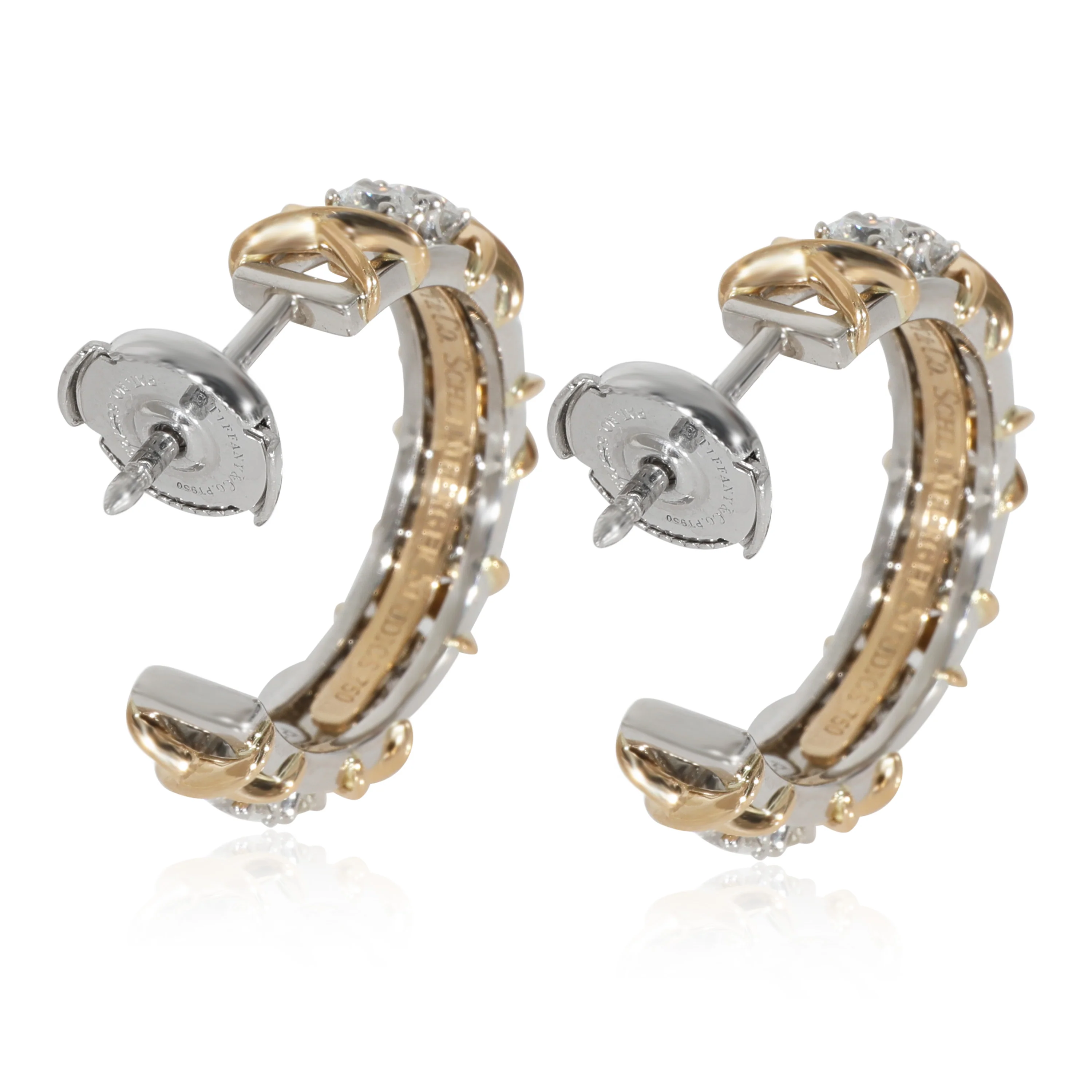 Tiffany & Co. Schlumberger Diamond Earrings in 18k Yellow Gold/Platinum 1.8 CTW - Image 3