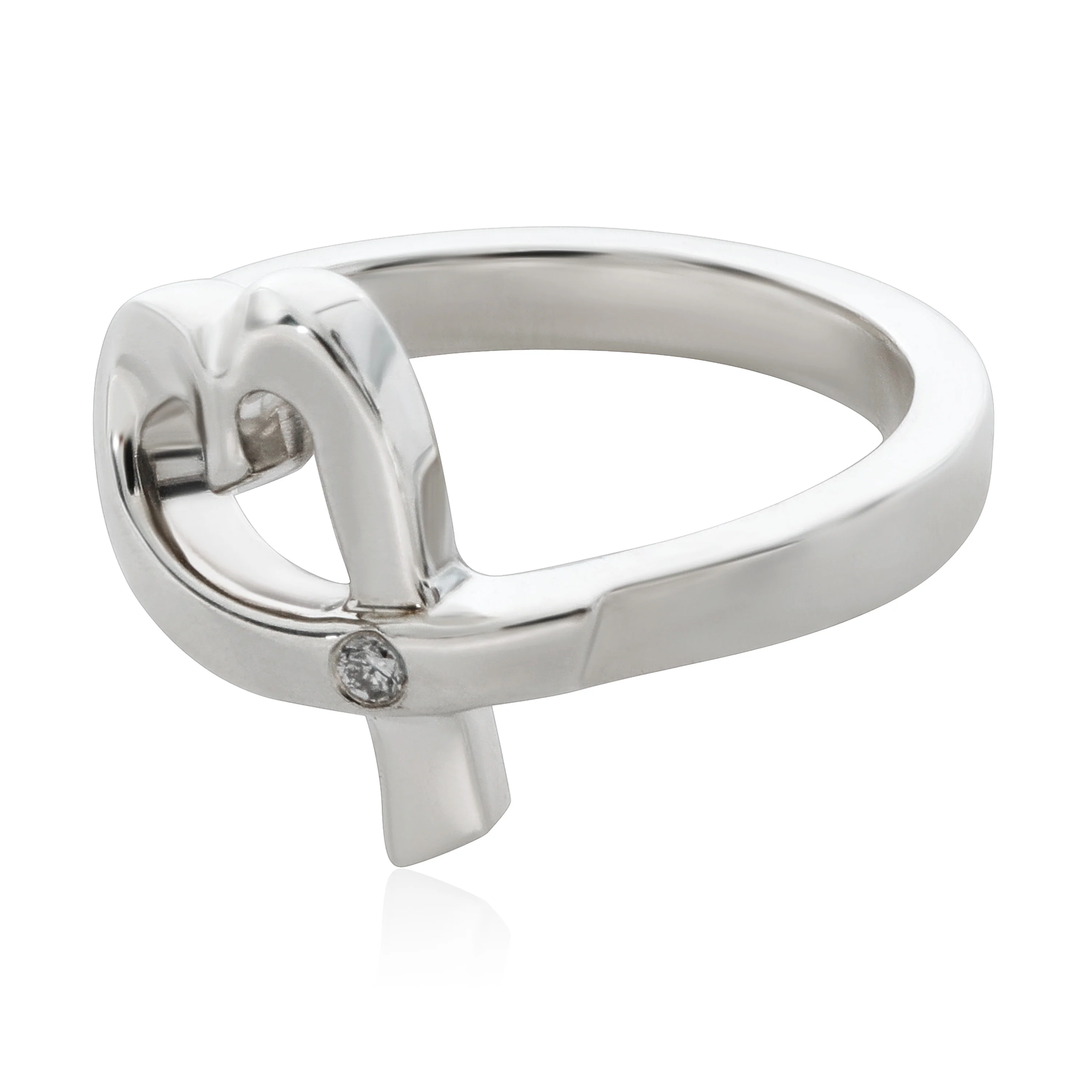 Tiffany & Co Paloma Picasso Loving Heart Diamond Ring Sterling Silver 0.02 CTW - Image 2