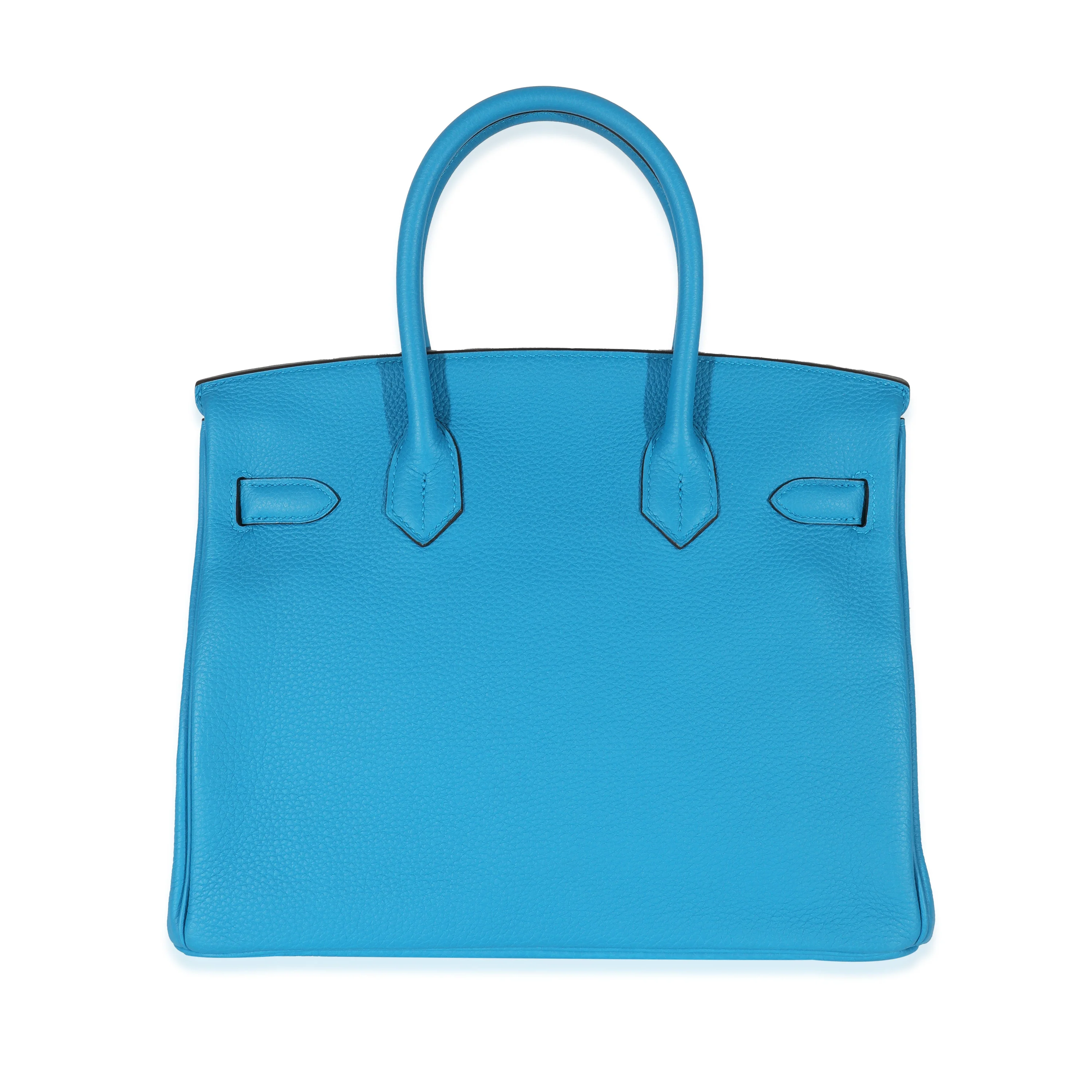 Hermès Bleu Zanzibar Malachite Togo Verso Birkin 30 PHW - Image 3