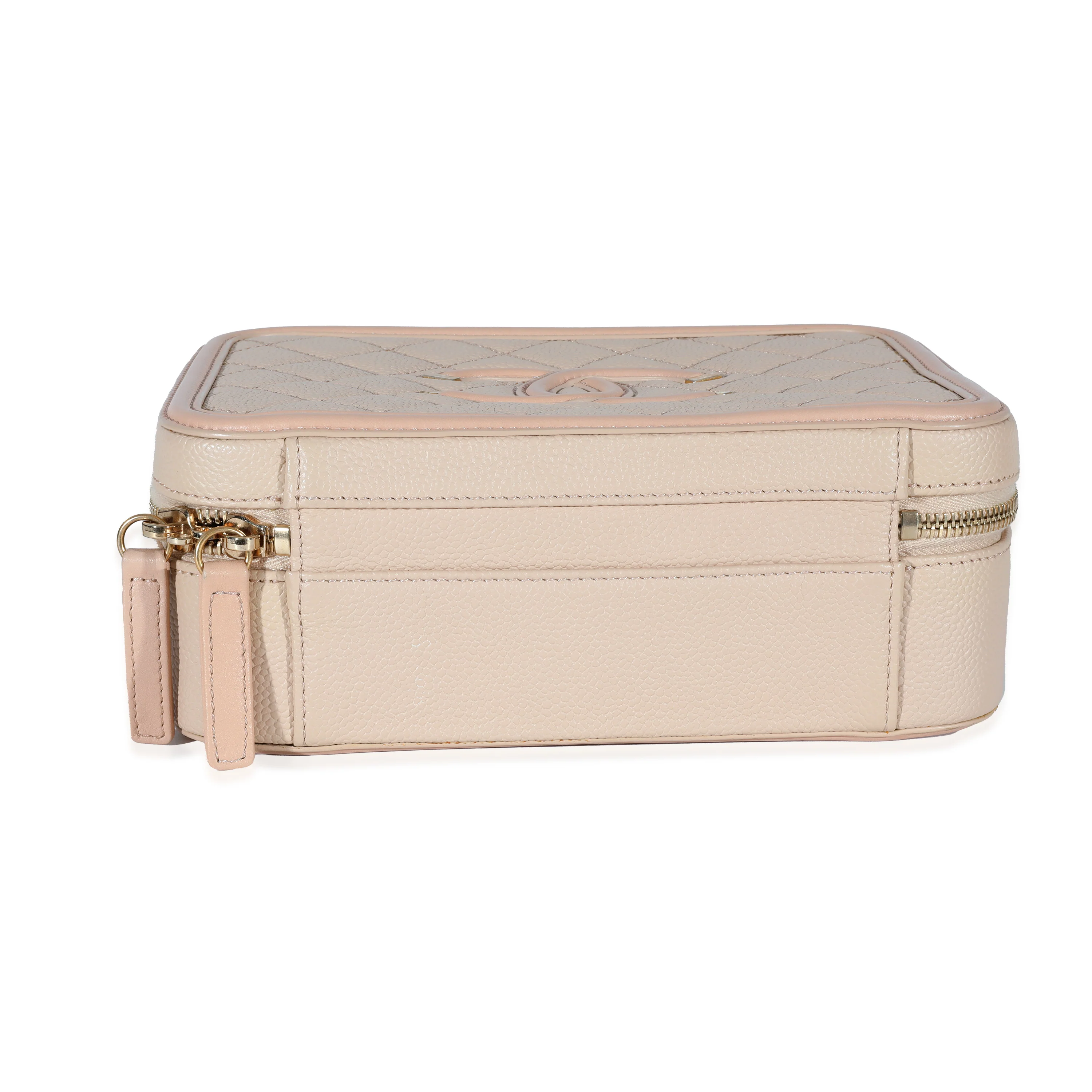 Chanel Beige Quilted Caviar Medium Filigree Vanity Case - Image 5