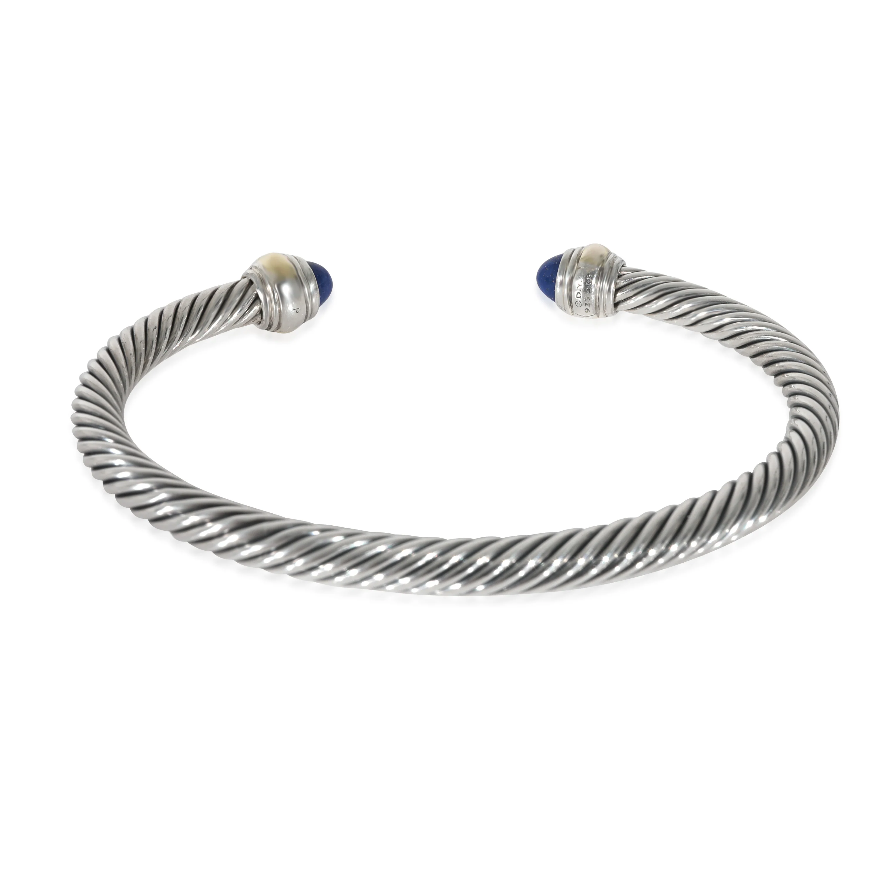 David Yurman Cable Classic Lapis Bracelet in 14k Yellow Gold/Sterling Silver - Image 3
