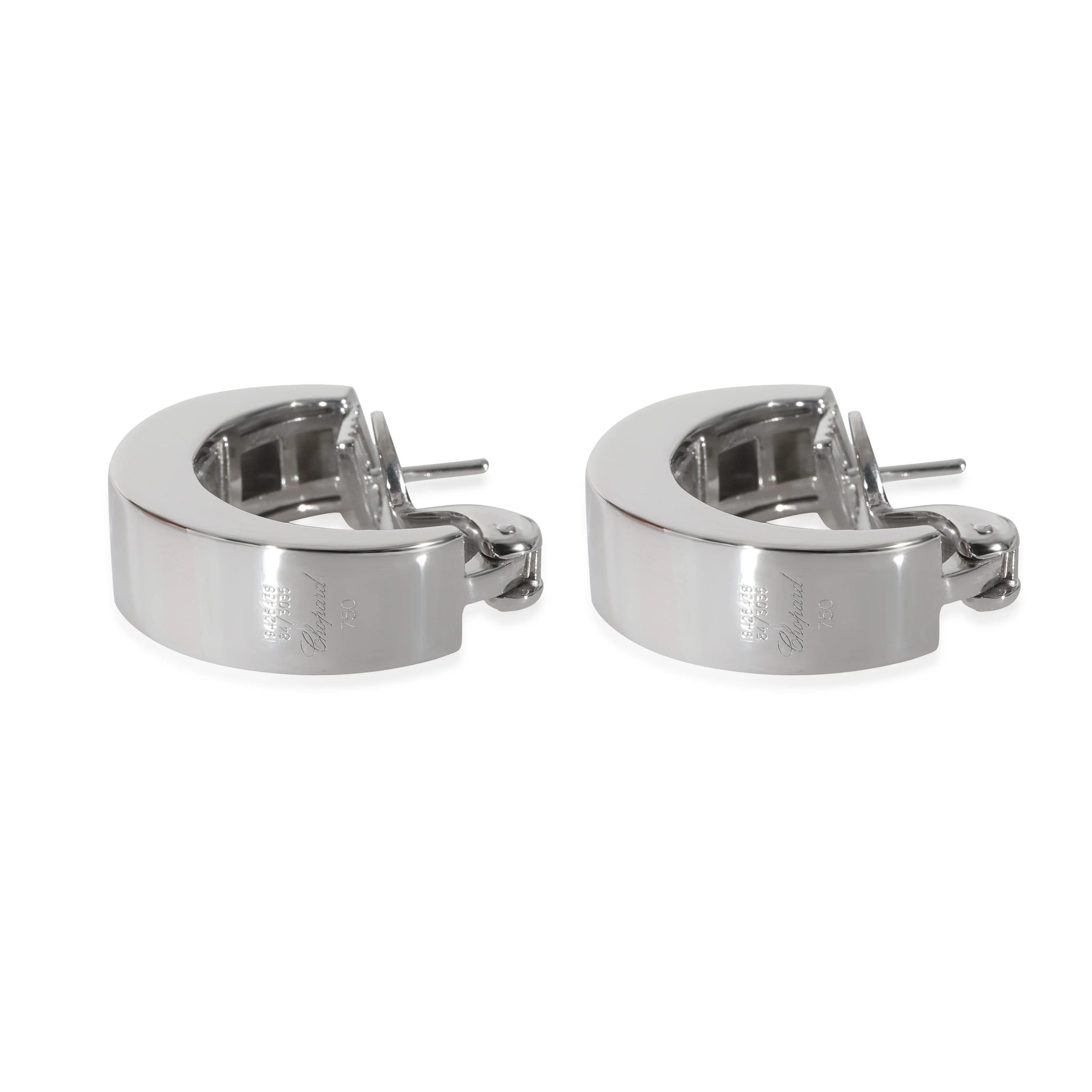 Chopard Happy Diamond Vintage Hoop Earrings in 18k White Gold 0.1 CTW - Image 3