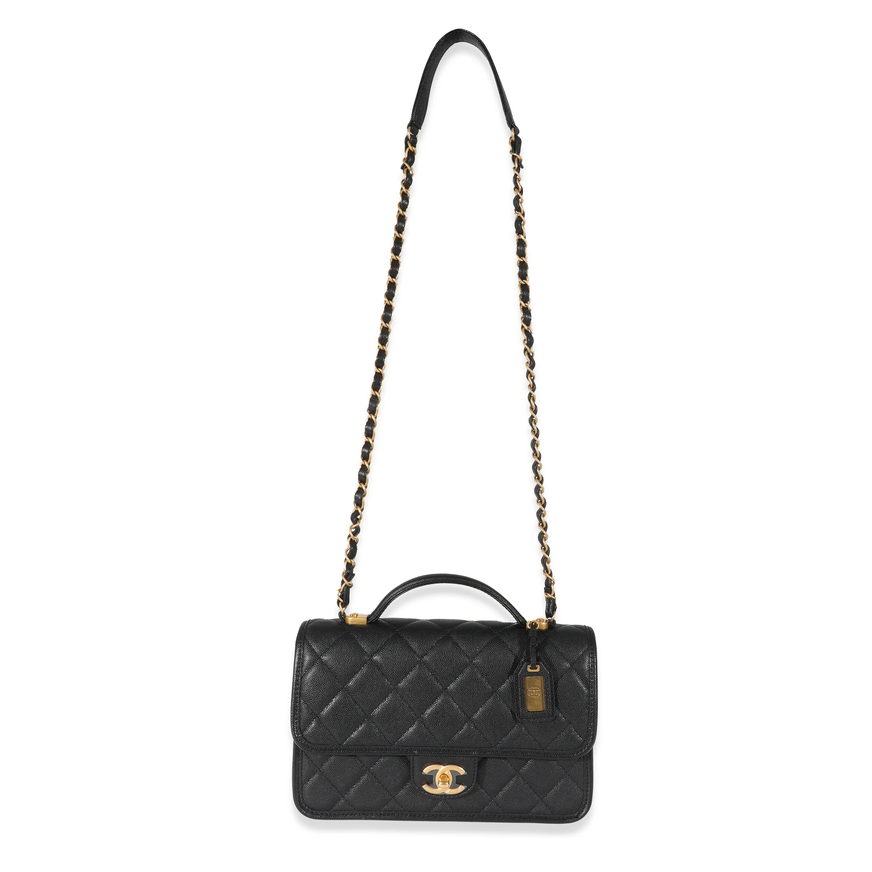 Chanel Black Caviar 22K Top Handle Flap - Image 4