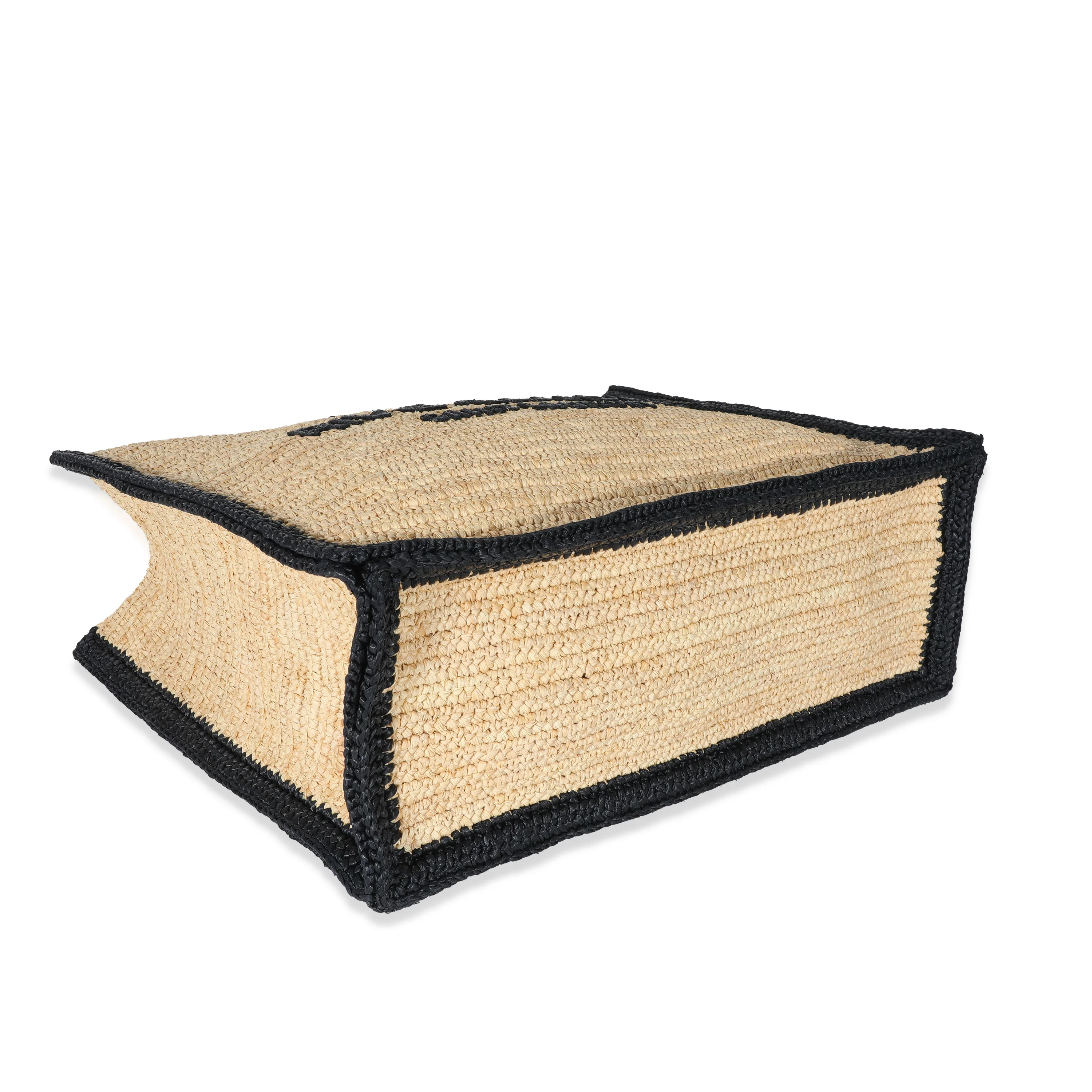 Saint Laurent Beige Raffia Rive Gauche Logo Tote - Image 5