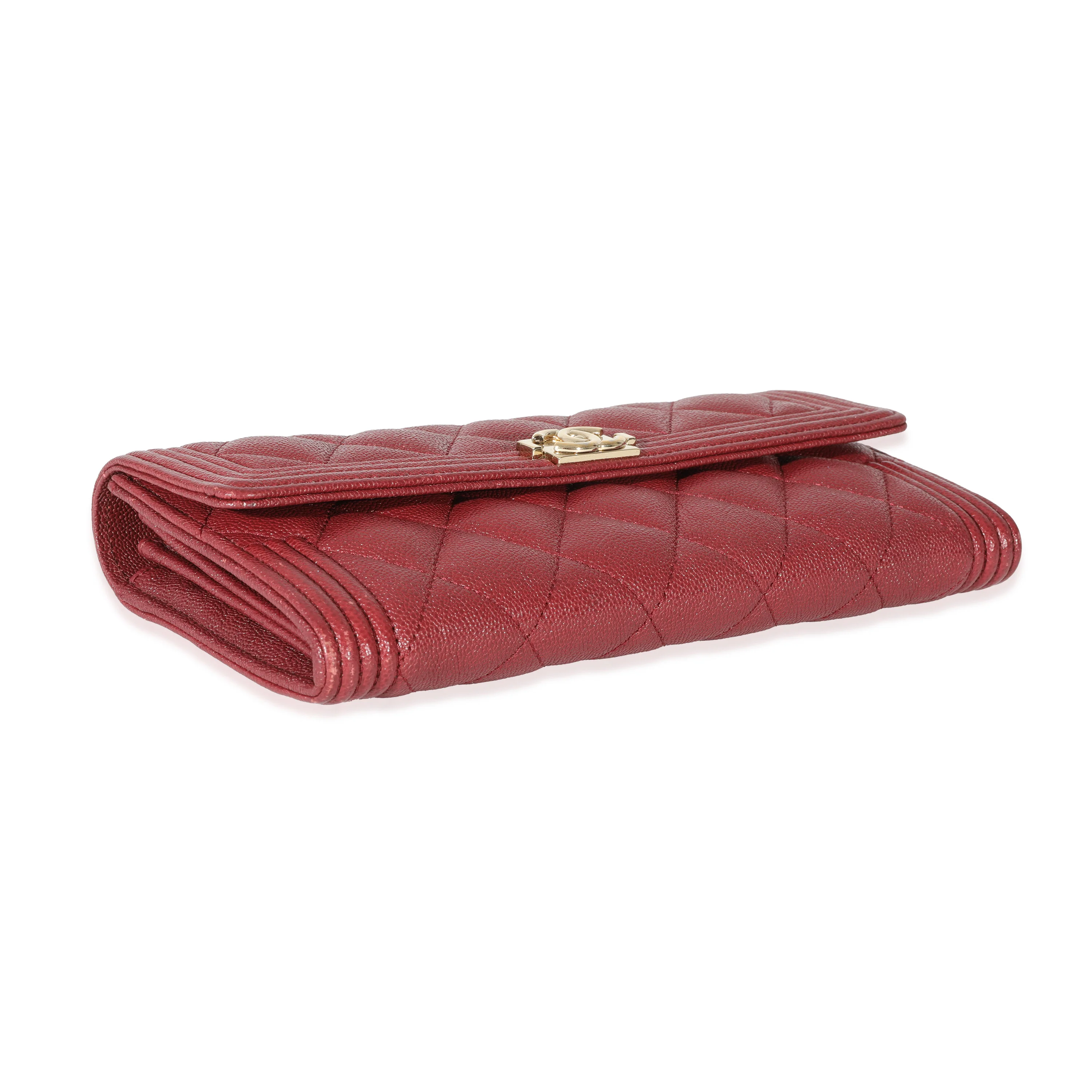 Chanel Burgundy Quilted Caviar Boy Flap Wallet - Image 6