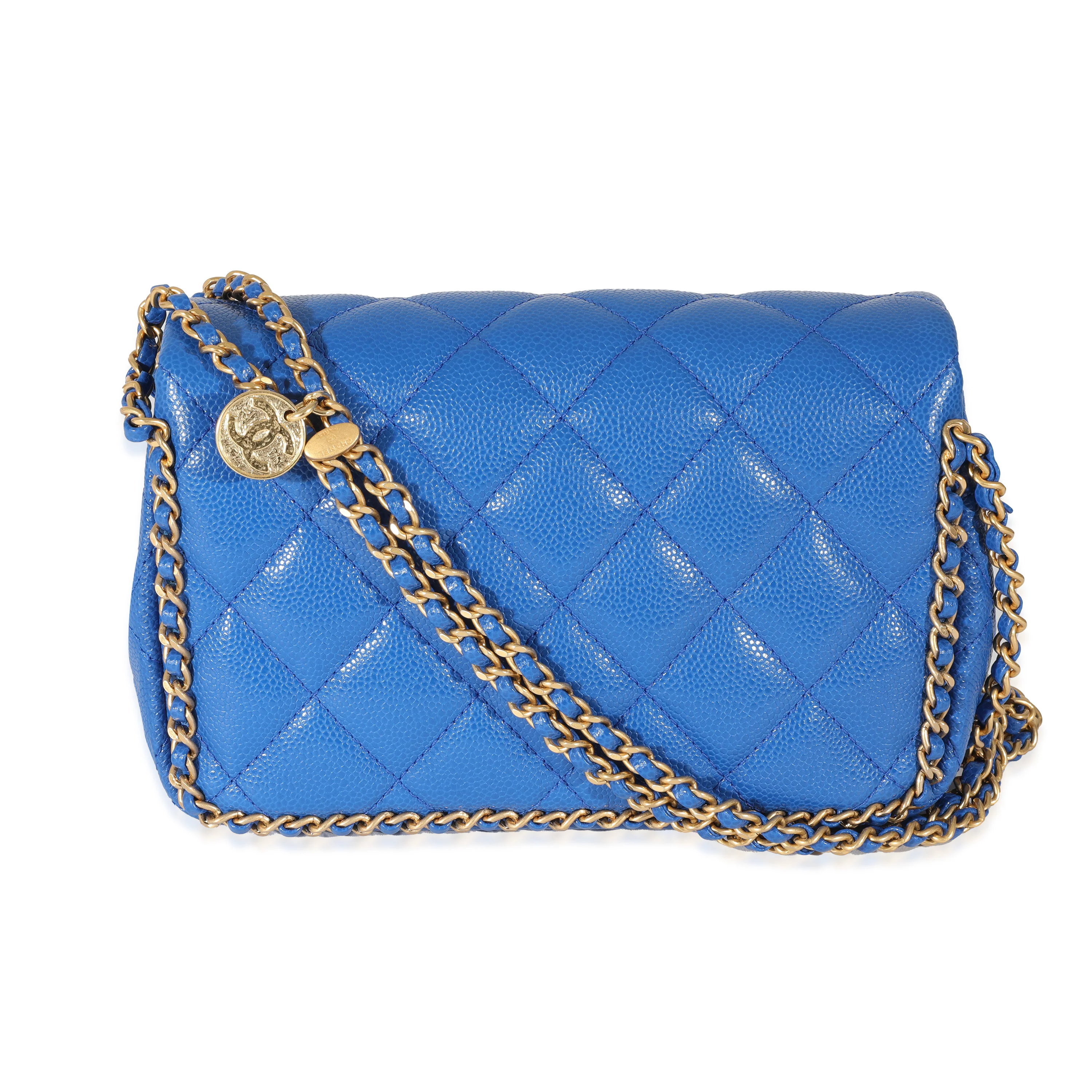 Chanel 22B Dark Blue Caviar Chain Around Flap Bag - Image 4