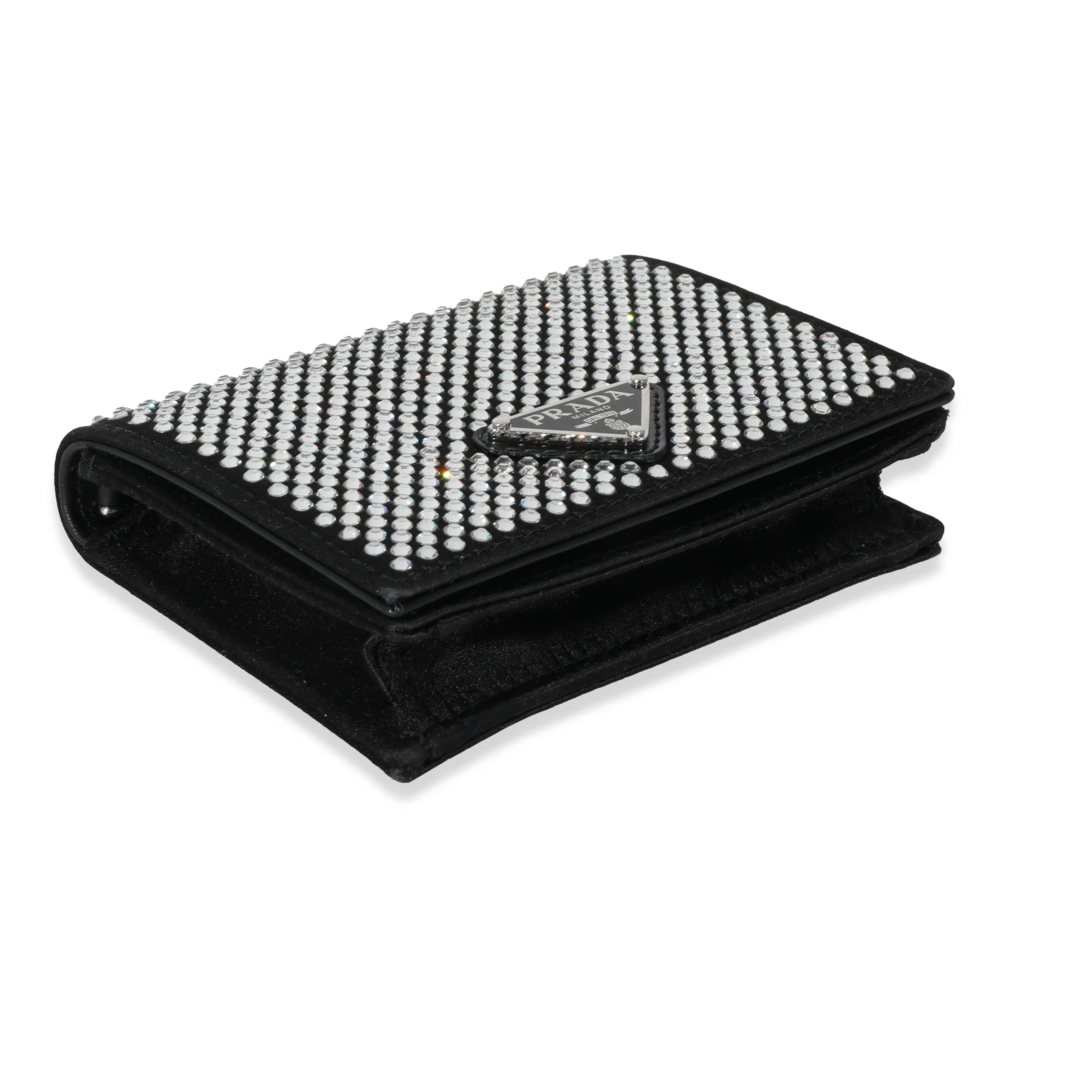 Prada Black Satin Crystal Card Holder With Chain - Image 6