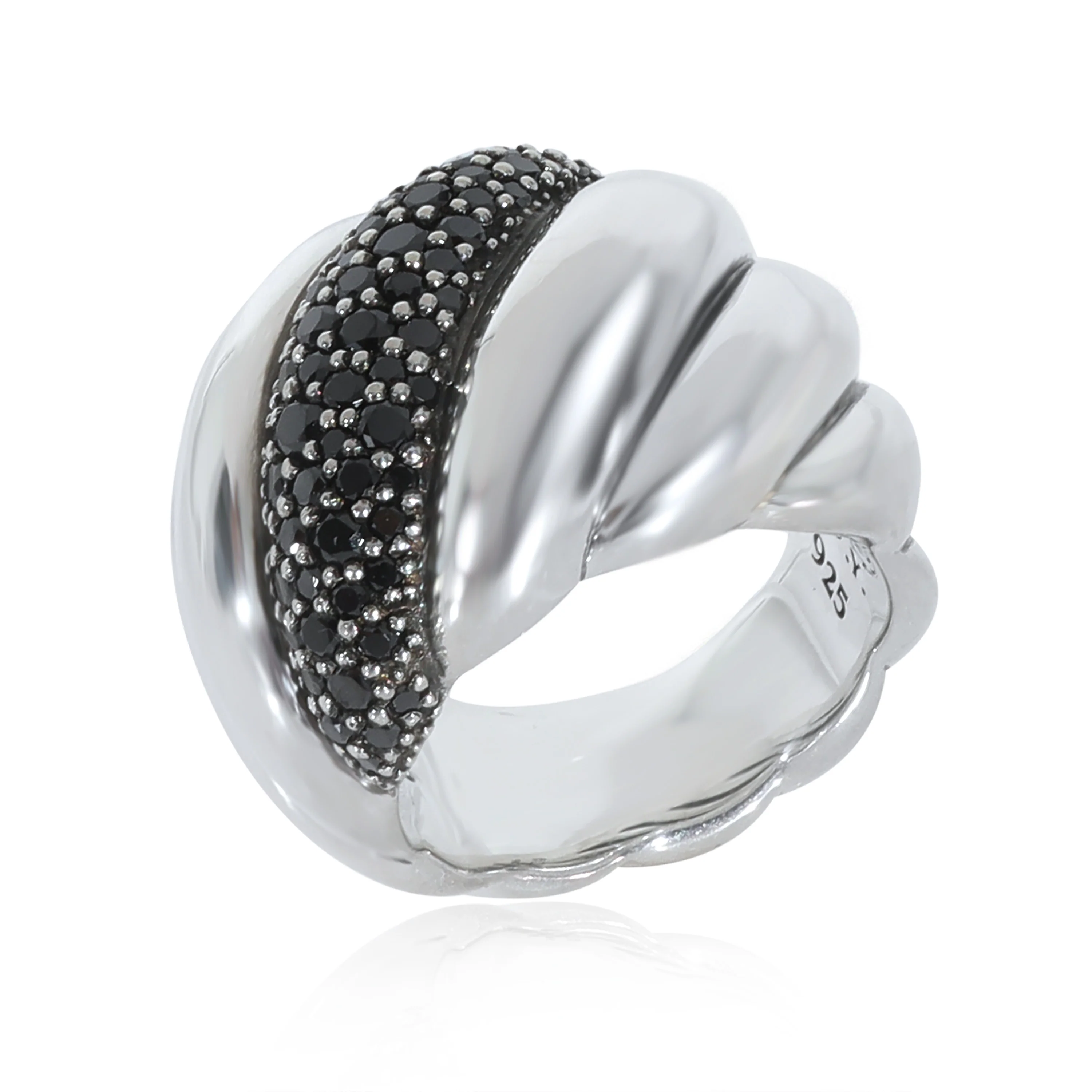 Hampton Cable Ring With Black Diamonds in Sterling Silver 0.84 CTW - Image 3