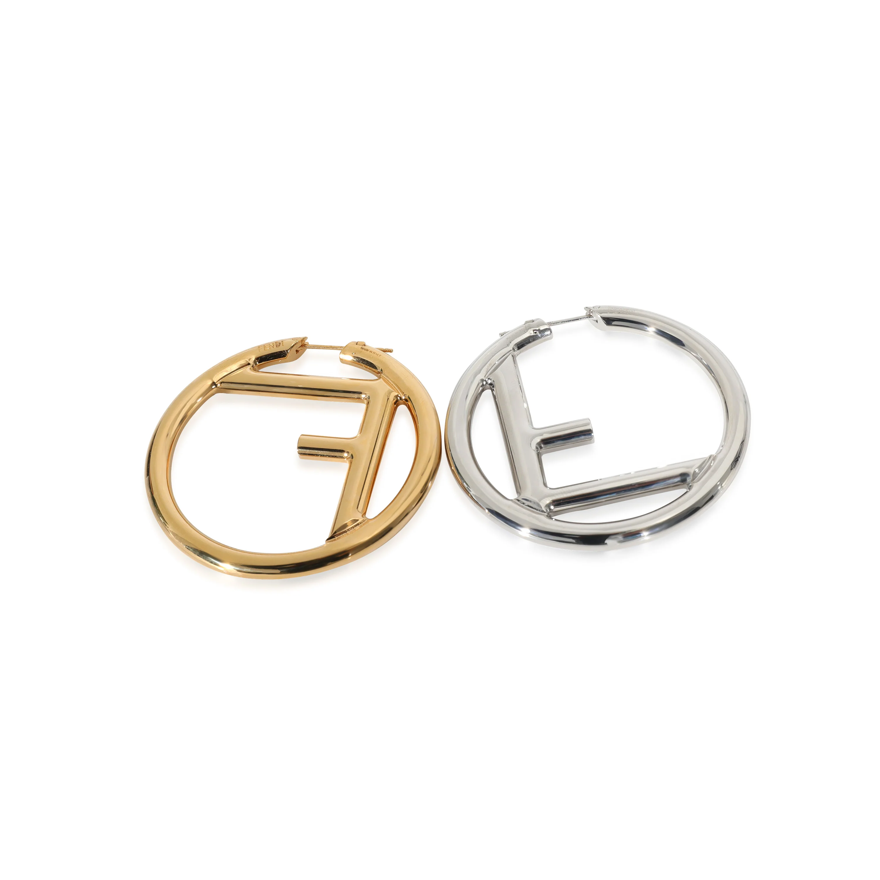 Fendi F Is For Fendi Hoop Earring in Gold & Palladium Plating - Image 3