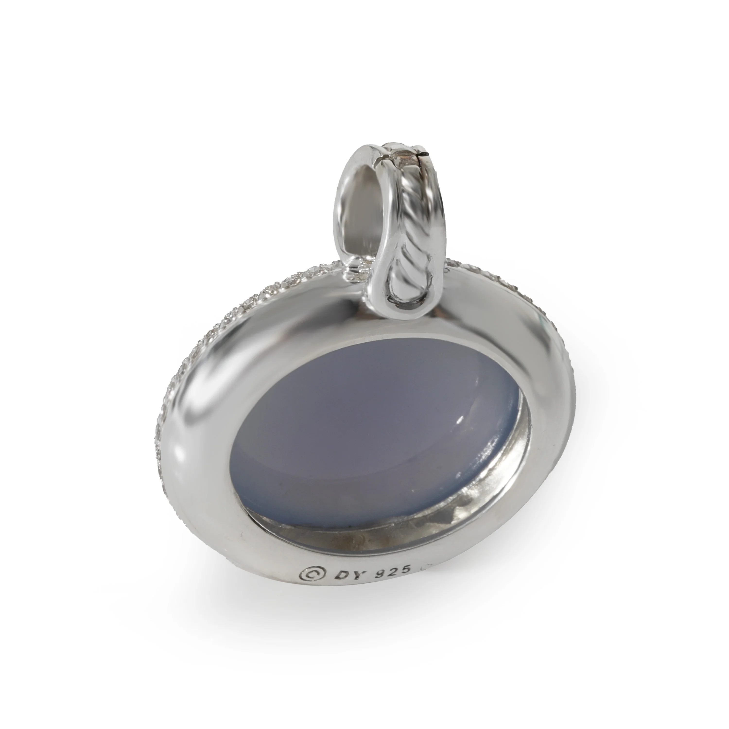 Oval Chalcedony Diamond Enhancer Pendant in Sterling Silver 0.68CT - Image 3