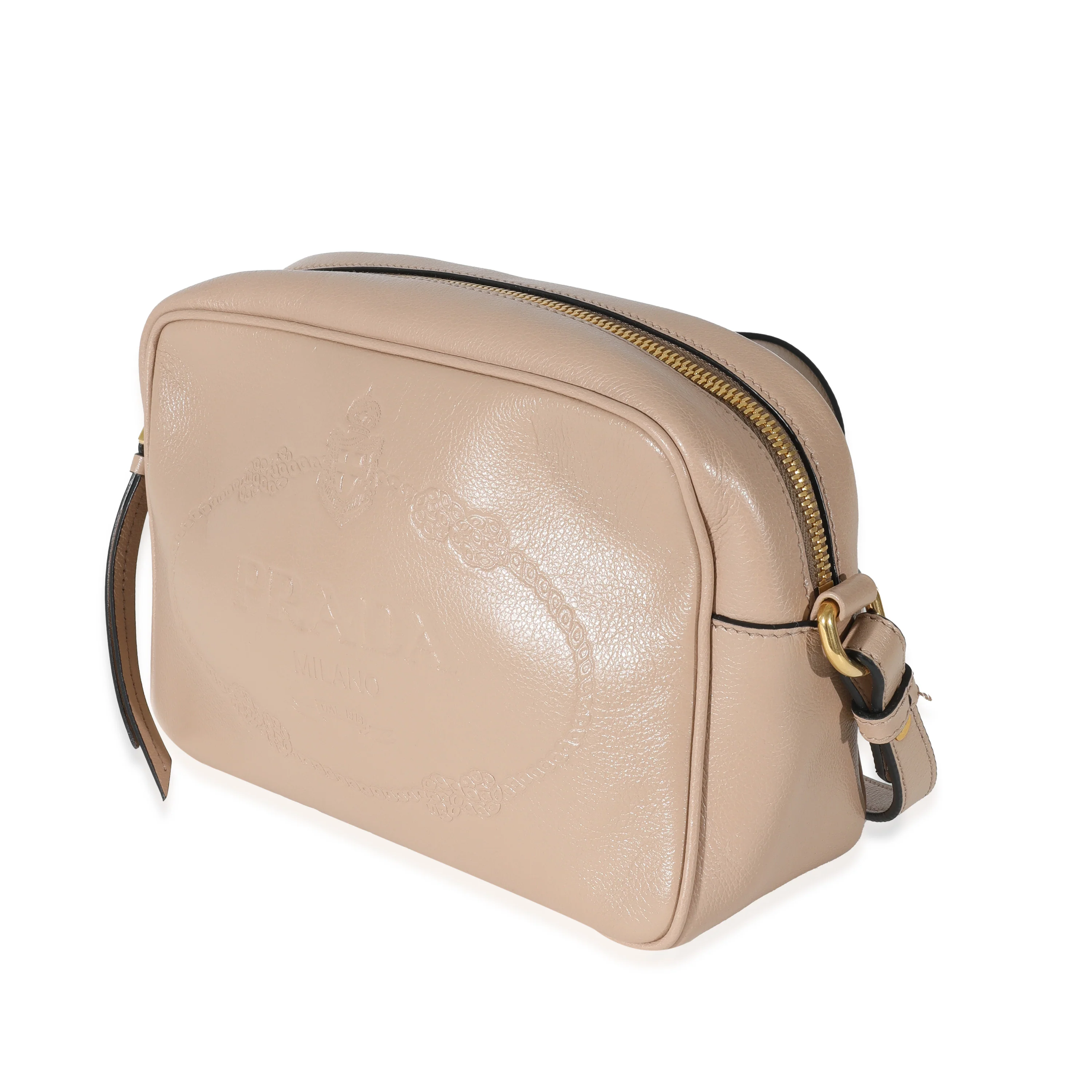 Prada Beige Smooth Leather Logo Embossed Crossbody - Image 2