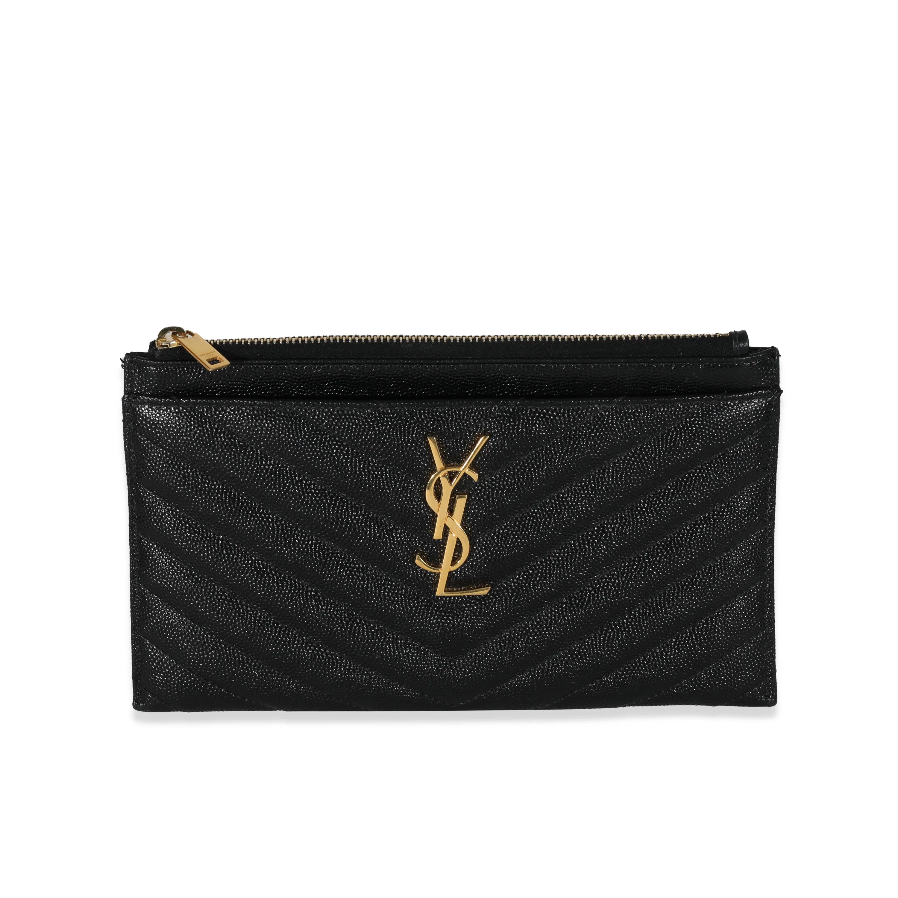 Saint Laurent Black Graine De Poudre Bill Zip Pouch