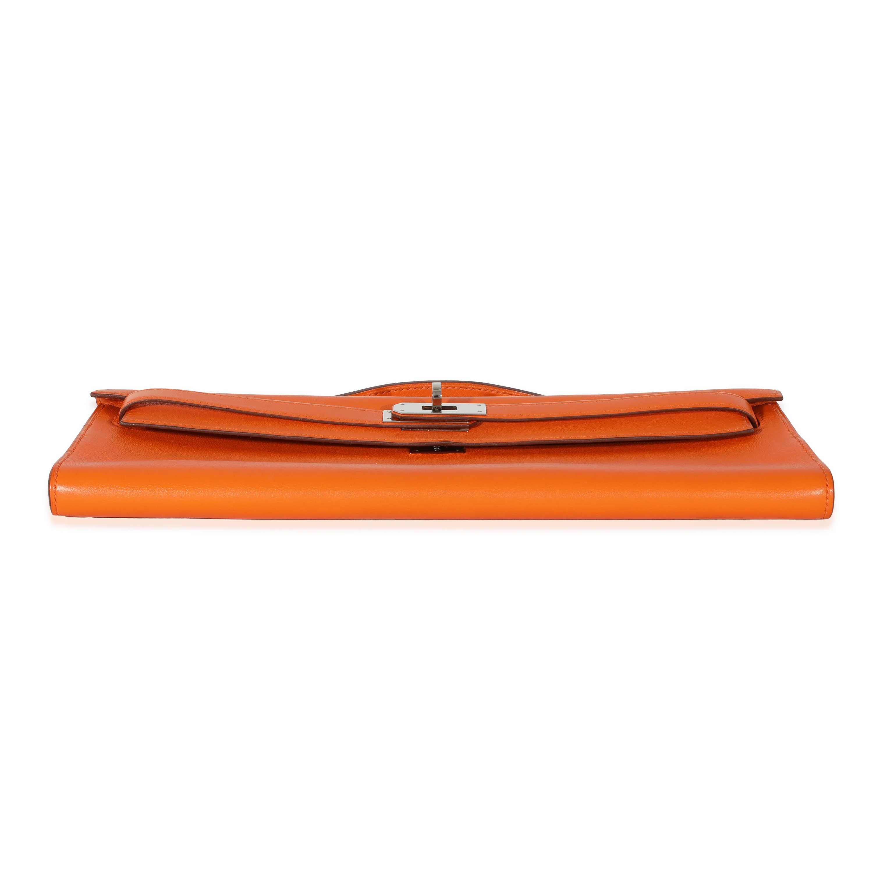 Hermes Orange Evercolor Kelly Cut Clutch PHW - Image 5