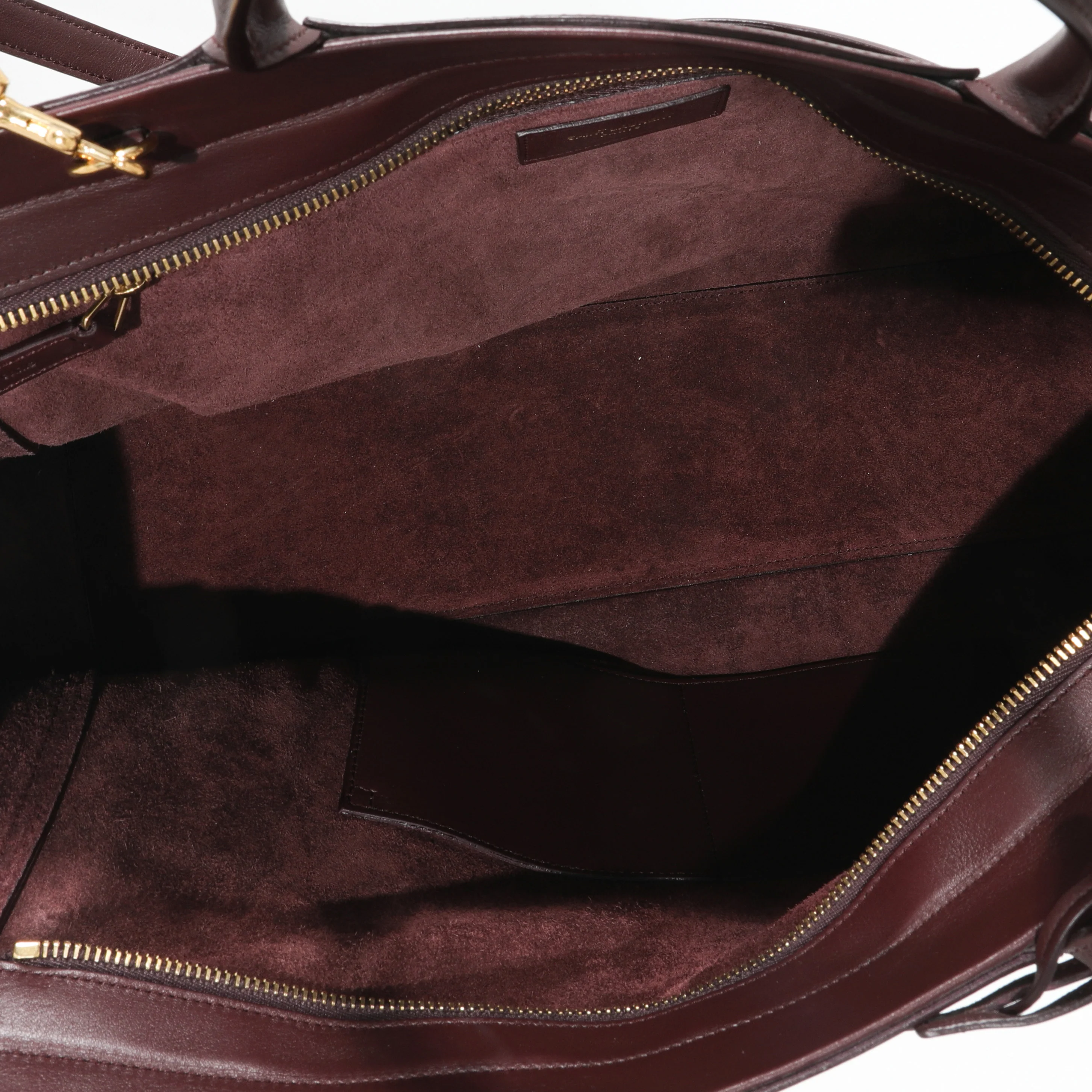 Saint Laurent Burgundy Grained Calfskin Small Cabas Rive Gauche Tote - Image 9