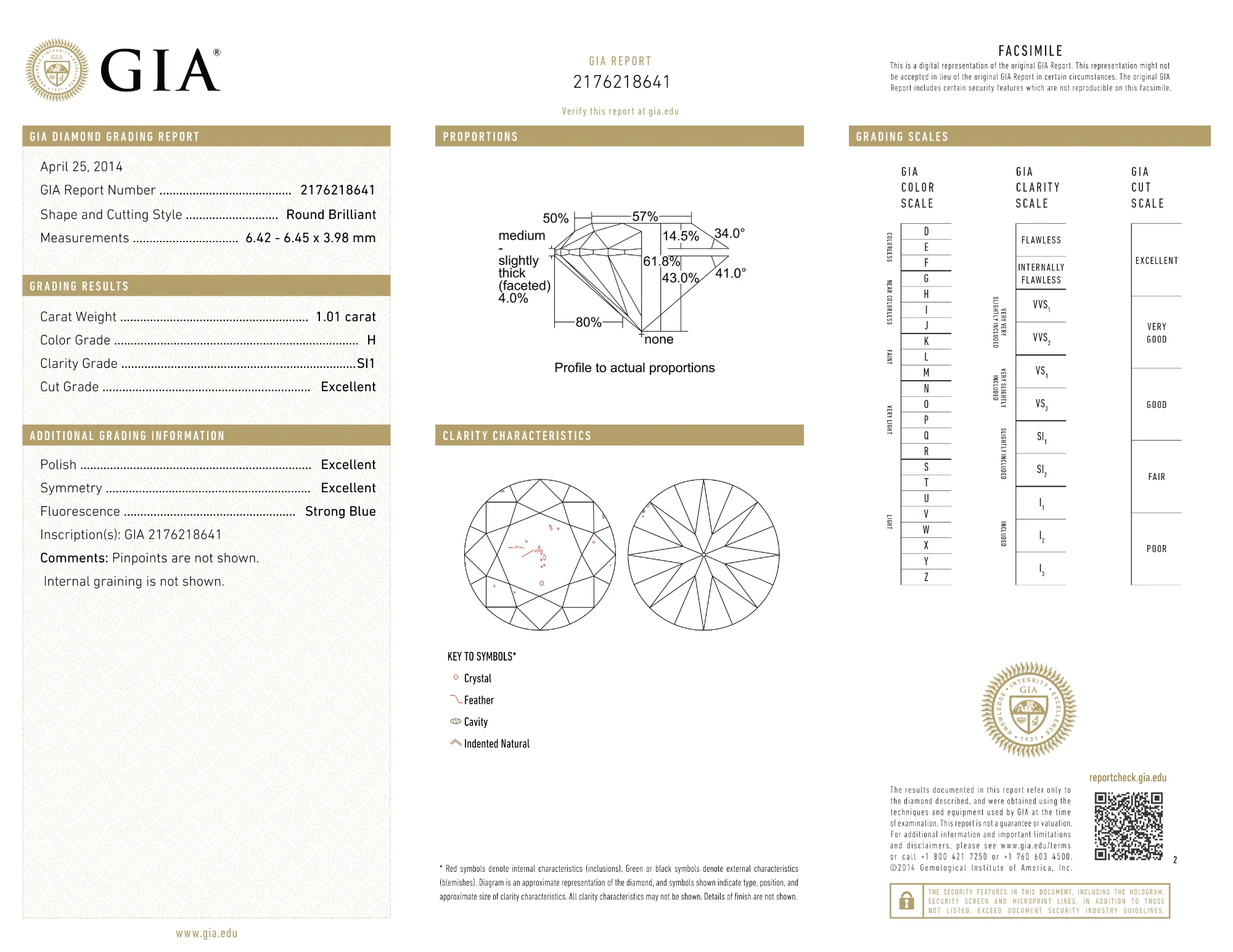 GIA Certified 1.01 Ct Round cut H SI1 Loose Diamond - Image 2