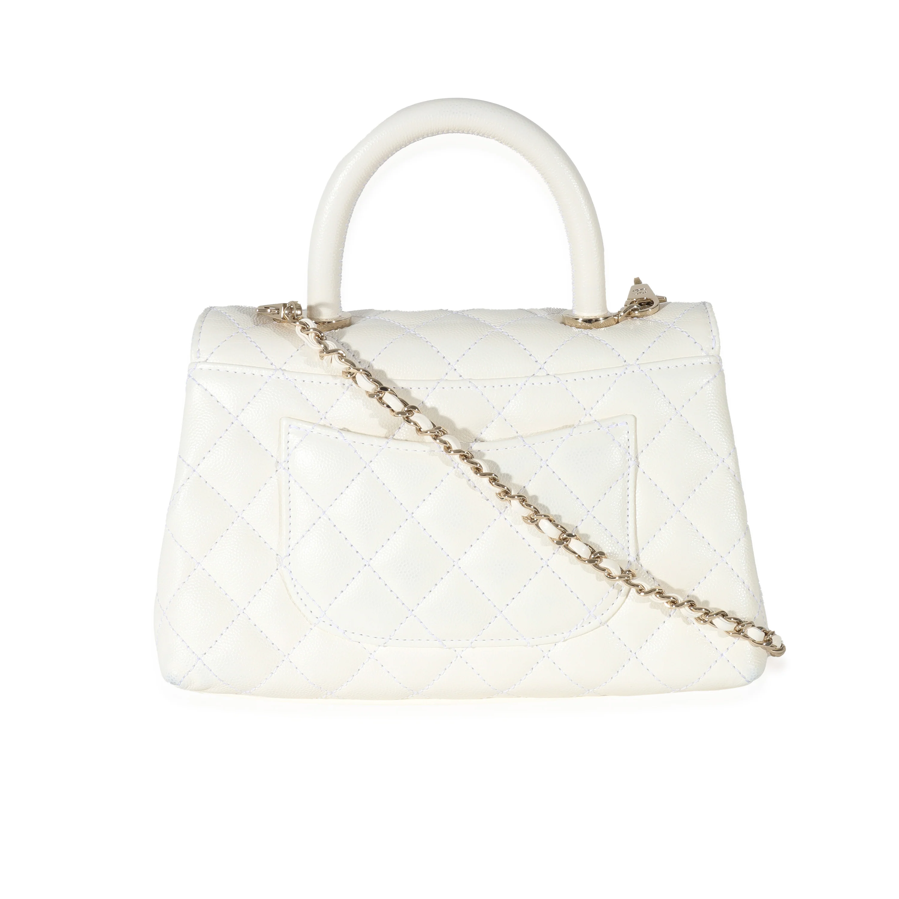 Chanel White Caviar Mini Coco Top Handle - Image 3